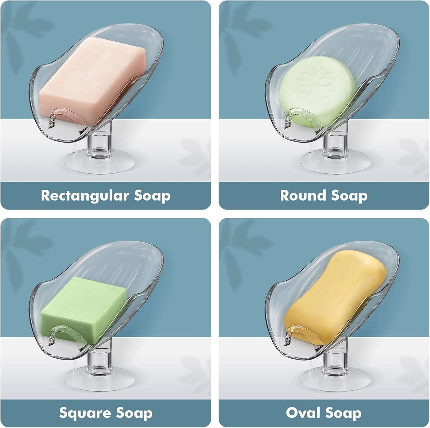 NPET Not Punched Self Draining Soap Dish Holder with Enlarged Suction Cup