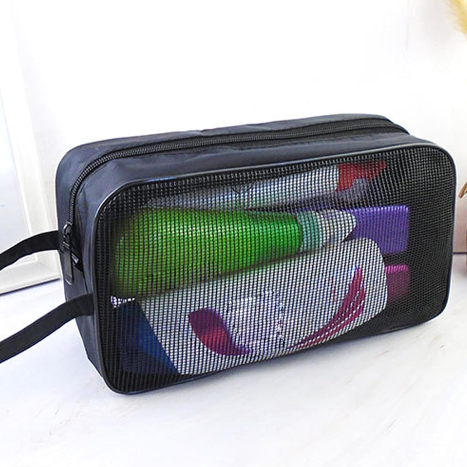 Csafyrt Mesh Shower Bag with Zipper and Strap