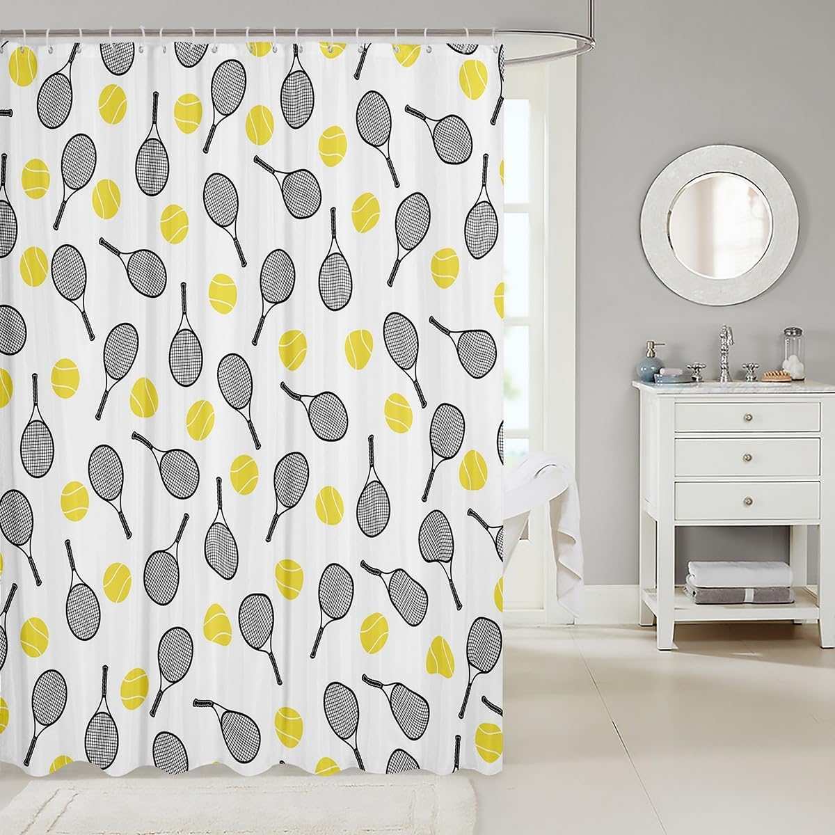 Erosebridal 72x72 Kids Tennis Shower Curtain Set with Hooks