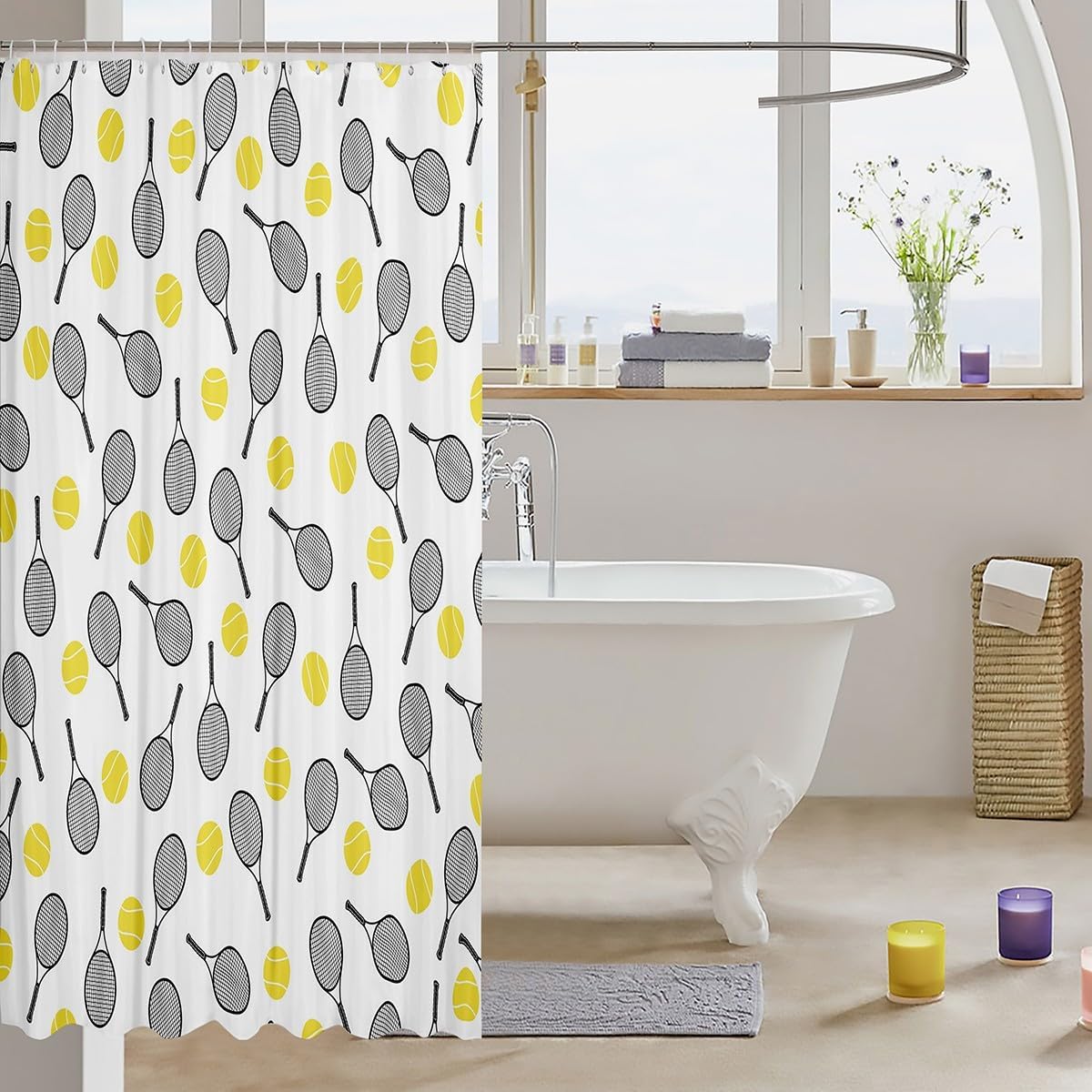 Erosebridal 72x72 Kids Tennis Shower Curtain Set with Hooks
