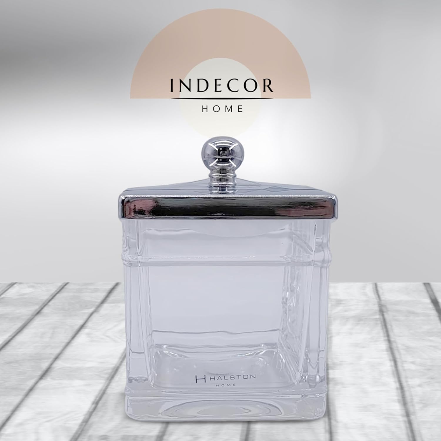 Apothecary Glass Jar with Silver Lid for Bathroom Storage