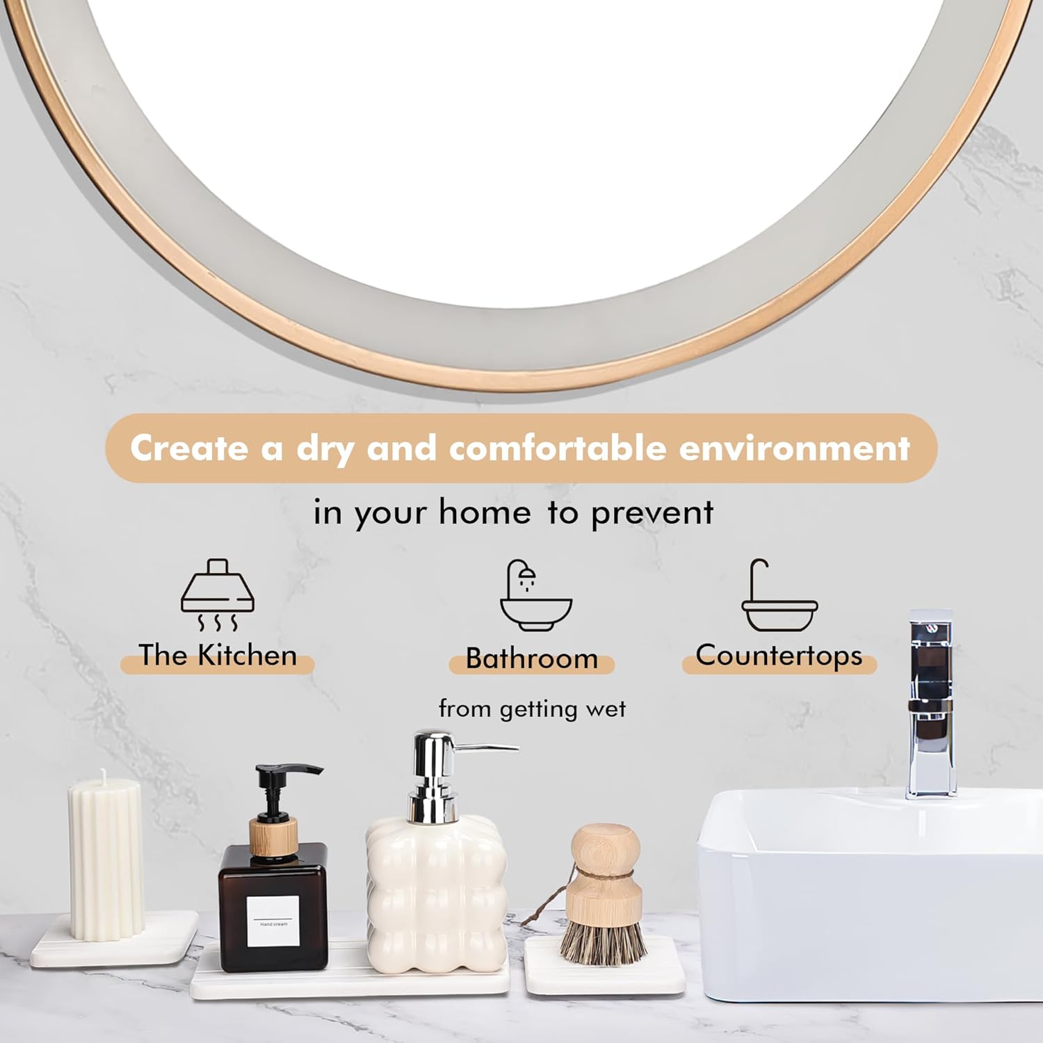Evory Set of 2 Water Absorbent Diatomite Coasters