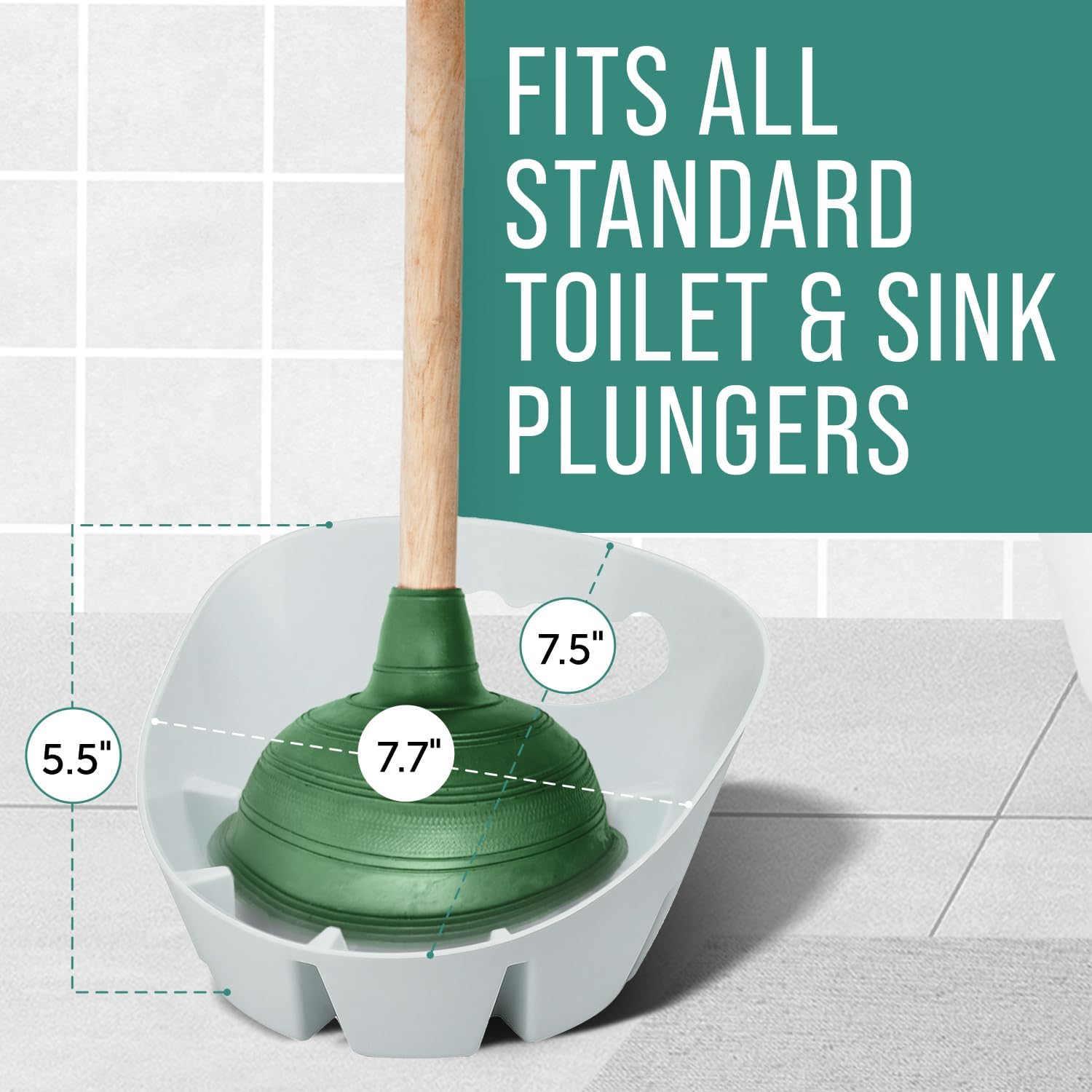 Maplefield Universal Toilet Sink Plunger Tray - White Easy to Clean Drip Holder