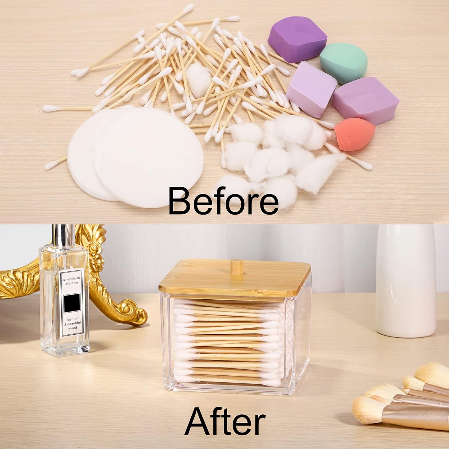 Hipiwe Acrylic Q-Tip Holder with Lid