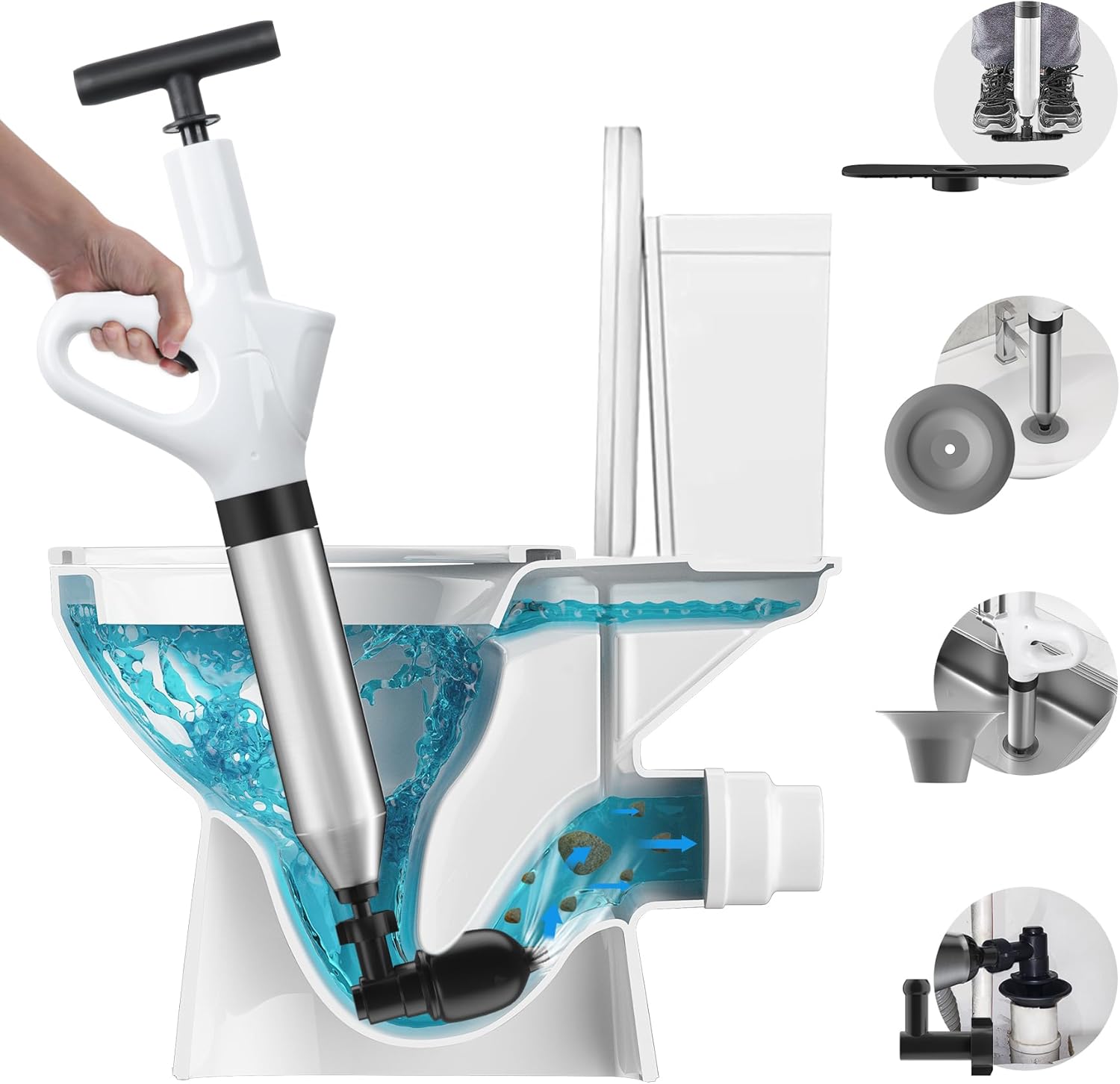 WEIDUOMALY Heavy Duty Toilet Plunger with Pressure Gauge