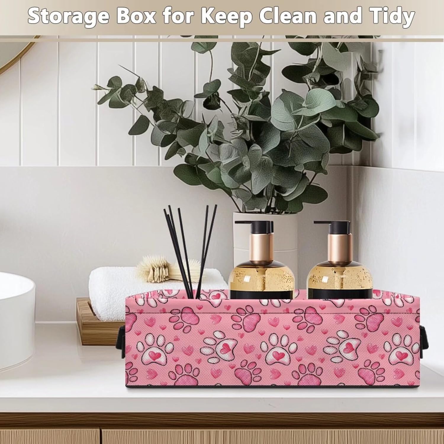 Dog Paw Toilet Paper Storage Basket with Handles
