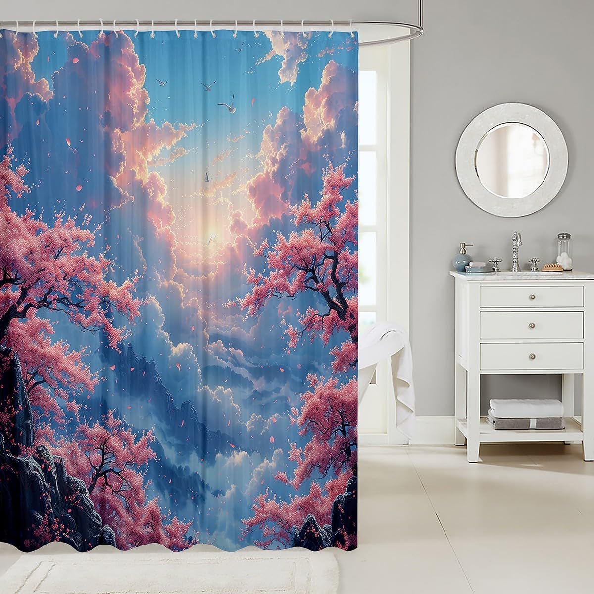 Erosebridal Japanese Anime Shower Curtain Set