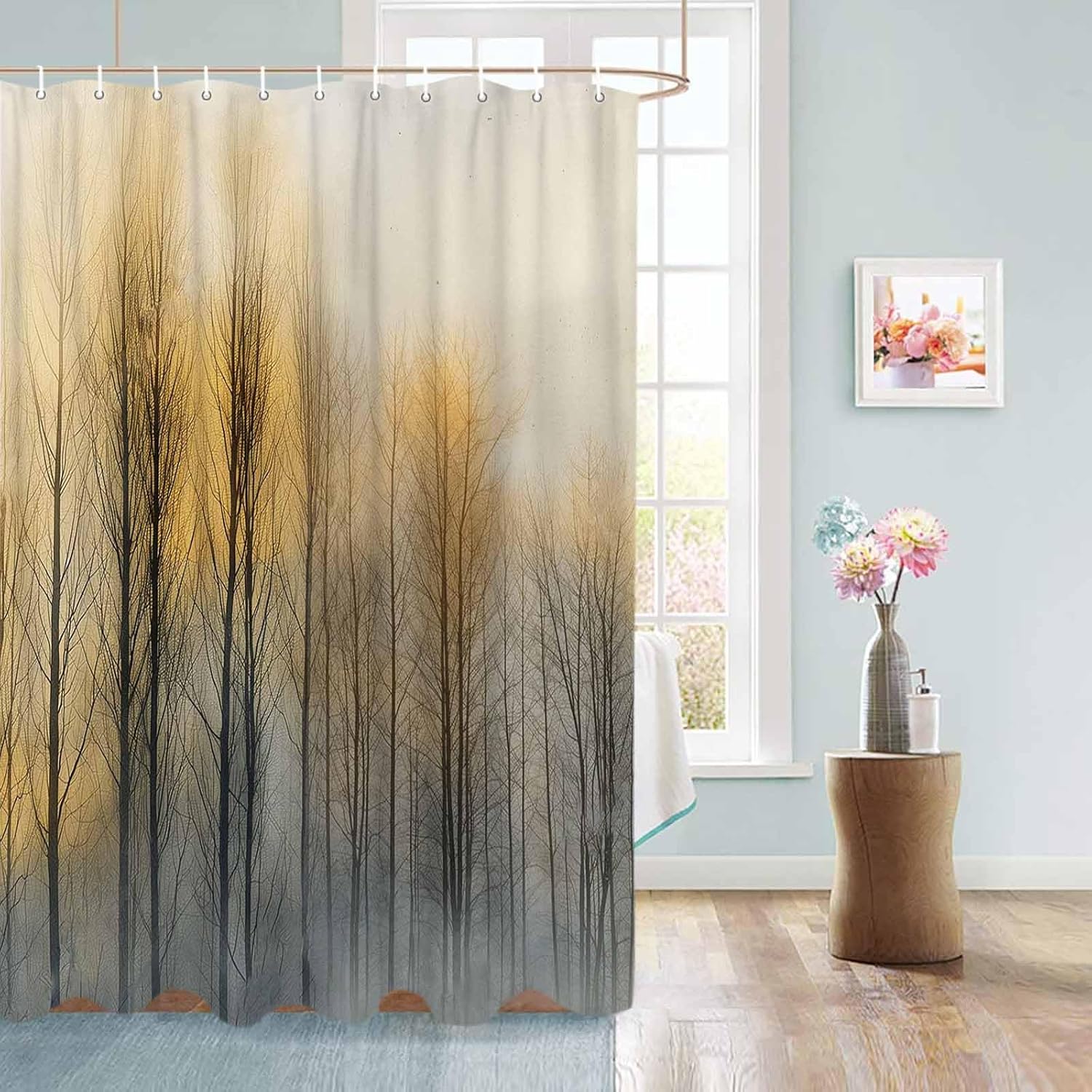 72 Inch Shower Curtain Set with 12 Hooks