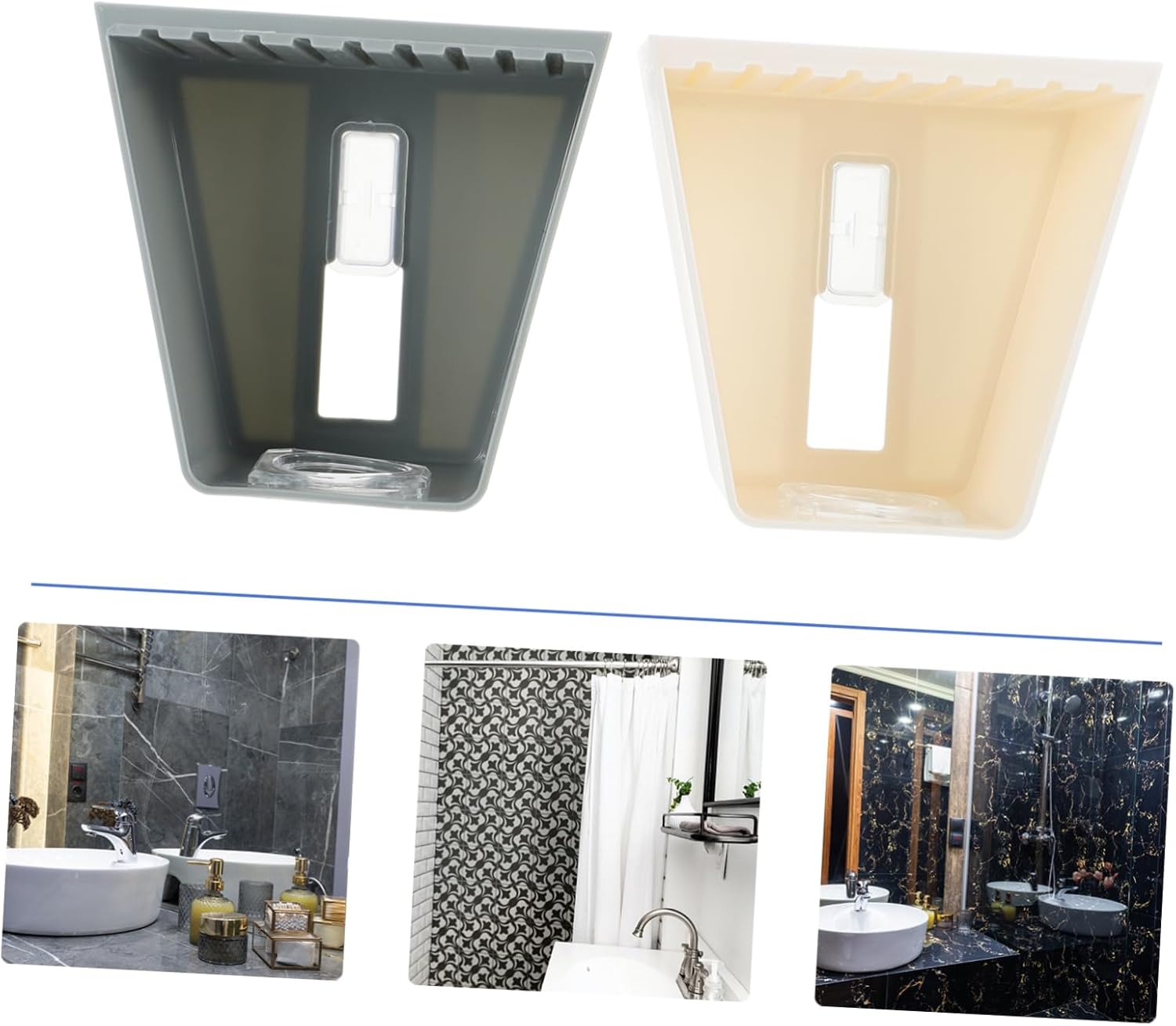 PAMINGONO 2pcs Wall Mounted Shampoo Hook Organizer Rack For Bathroom