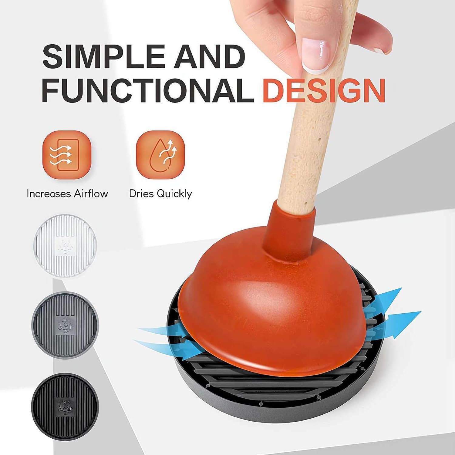Plunger Tray with Ventilated Design and Quick Drying Gray