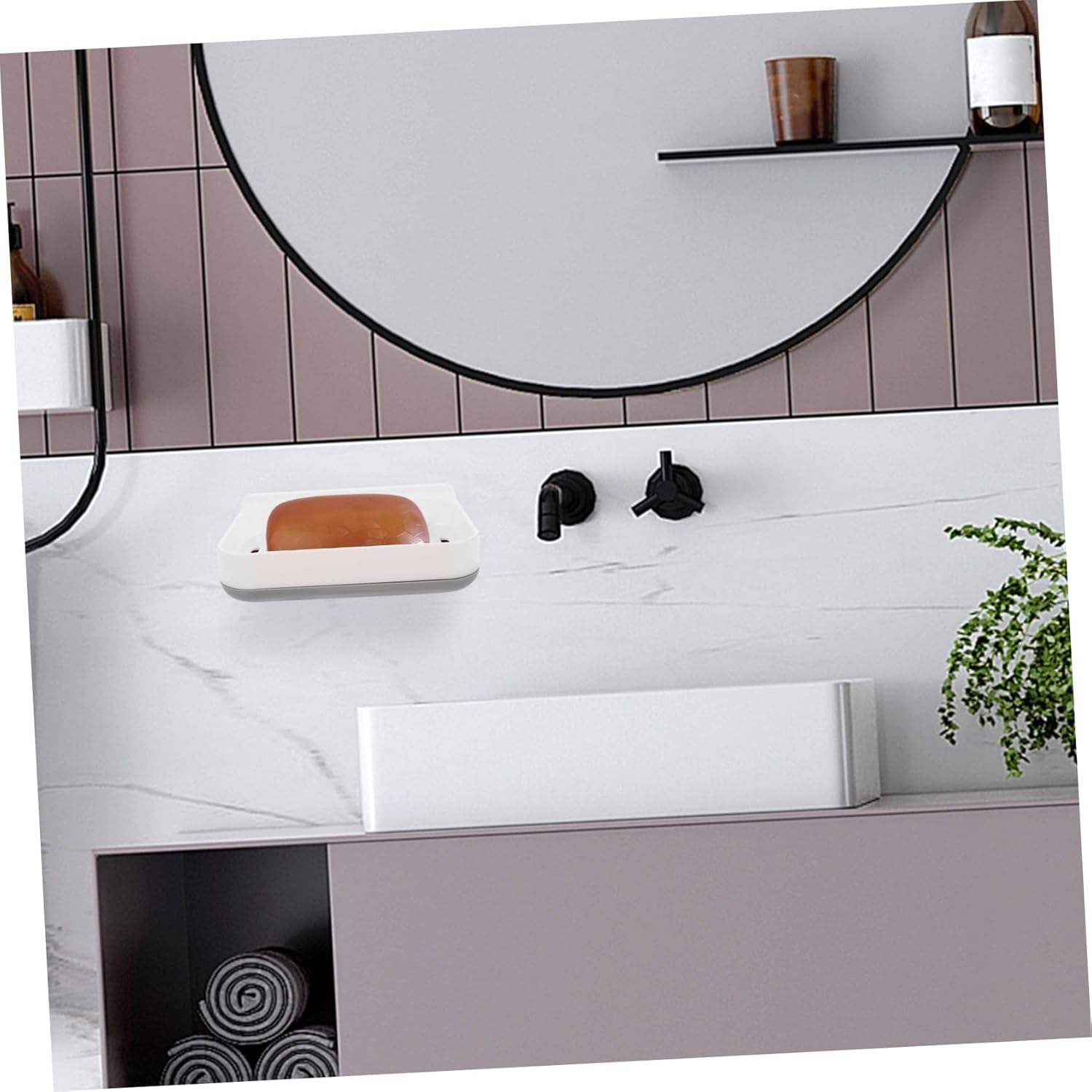 LABRIMP Absorbent Soap Dish No Drilling Wall Mount