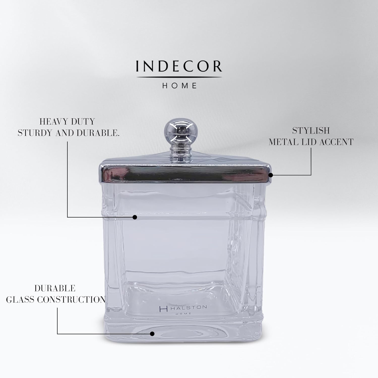 Apothecary Glass Jar with Silver Lid for Bathroom Storage