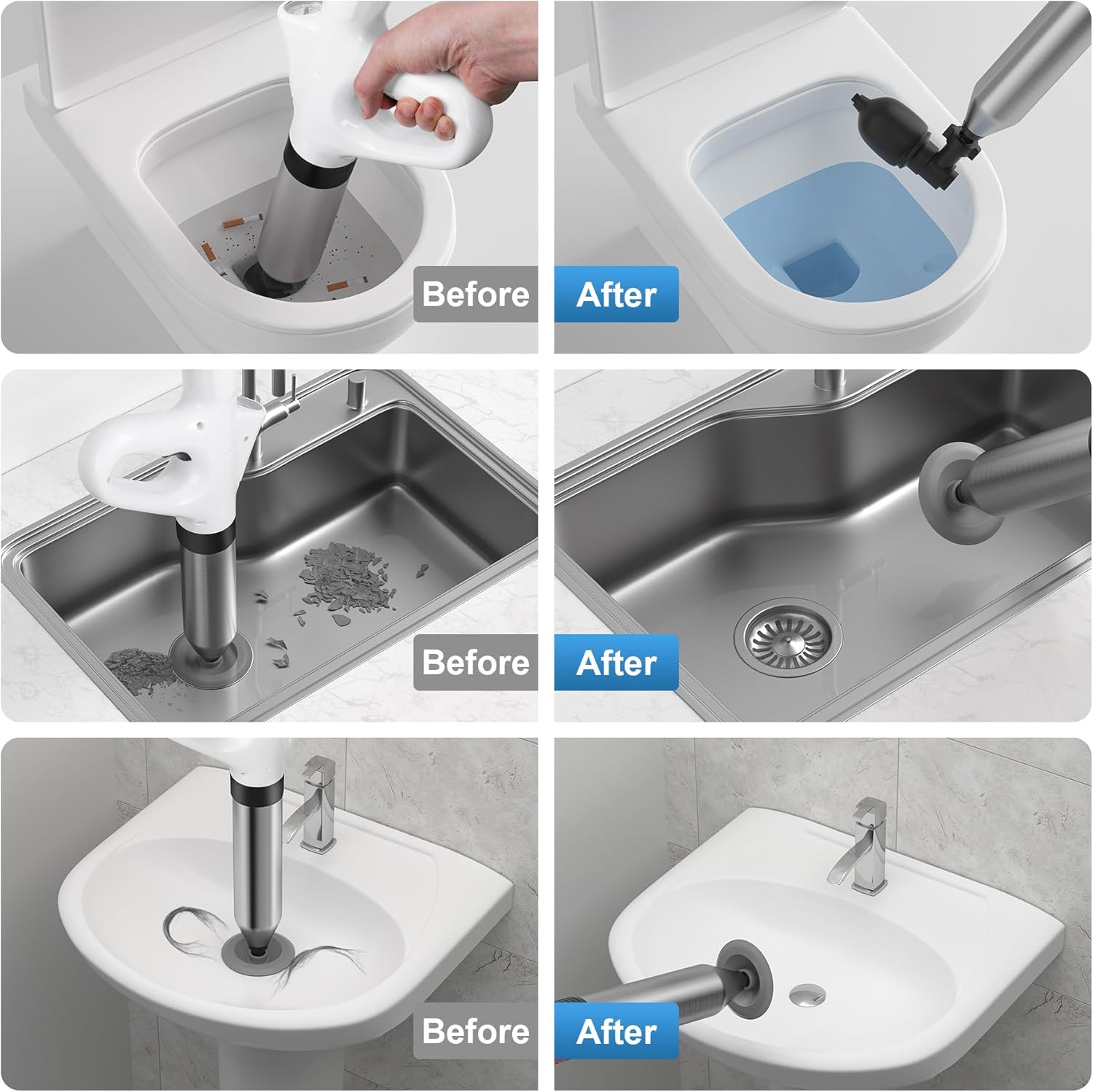 WEIDUOMALY Heavy Duty Toilet Plunger with Pressure Gauge