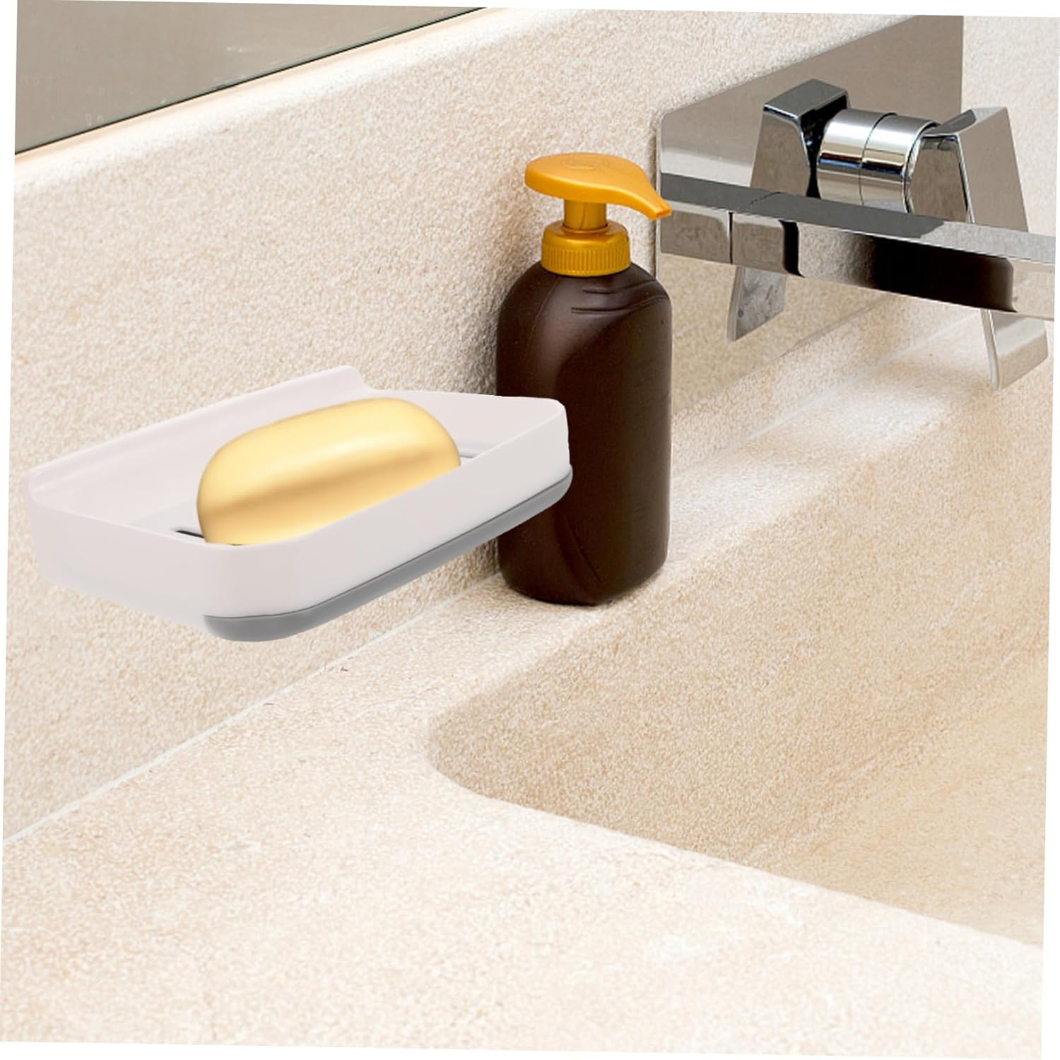 COOLHIYA 1set Absorbent Soap Dish Wall Mount Bathroom Holder