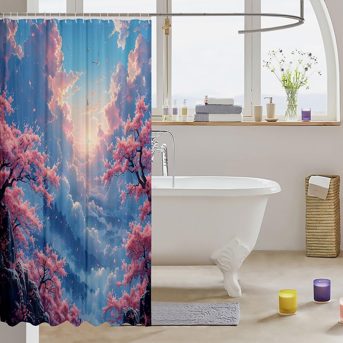 Erosebridal Japanese Anime Shower Curtain Set