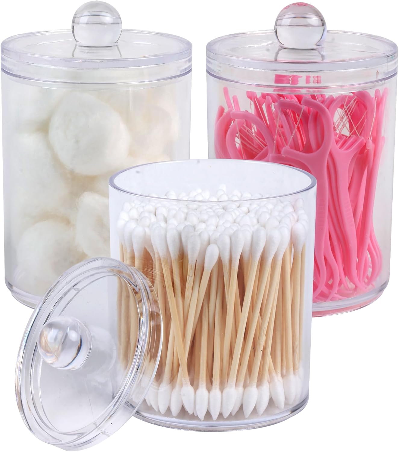 3 Pack Aynoo Cotton Swab Ball Holder with Labels