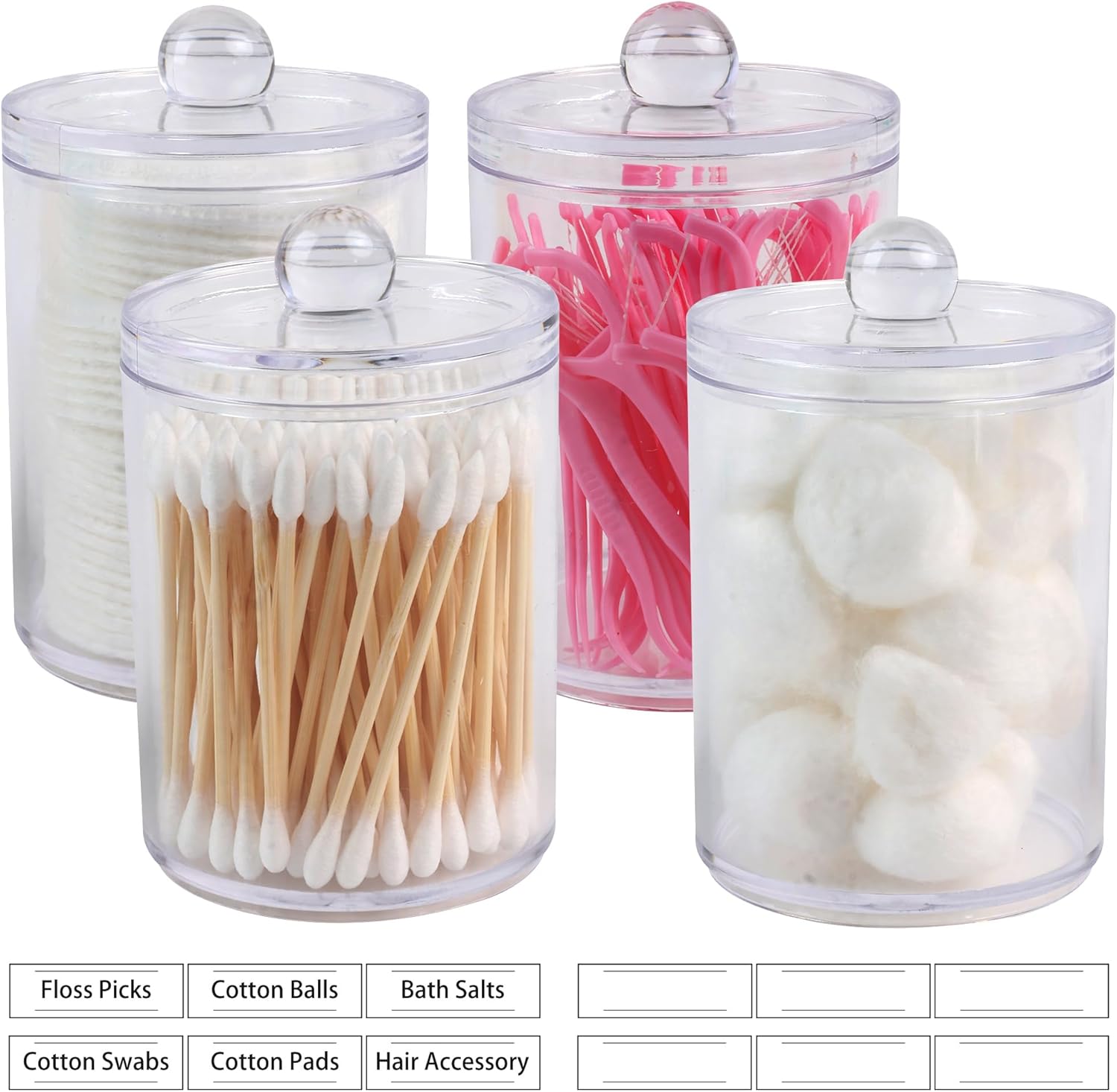3 Pack Aynoo Cotton Swab Ball Holder with Labels