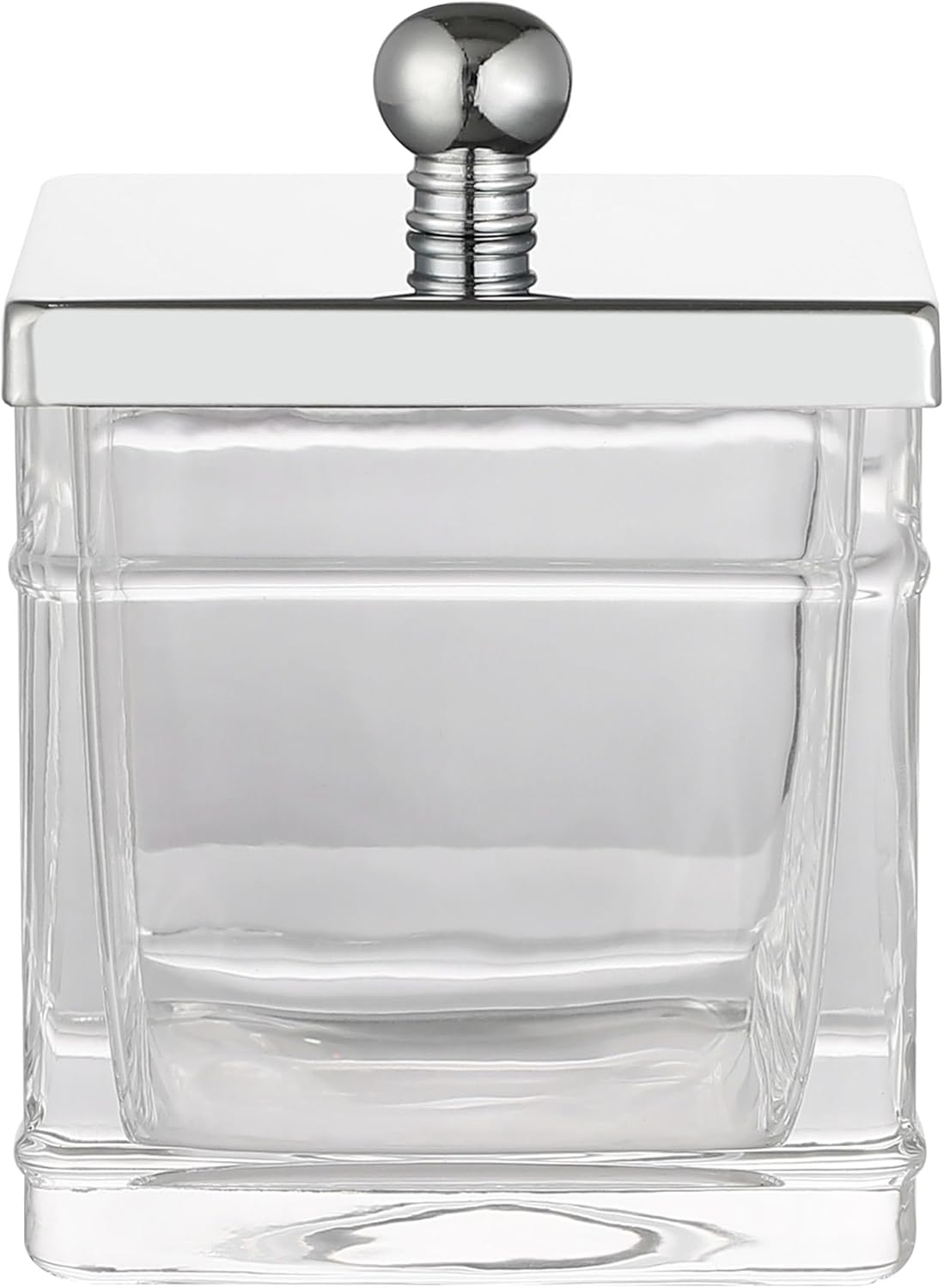 Apothecary Glass Jar with Silver Lid for Bathroom Storage