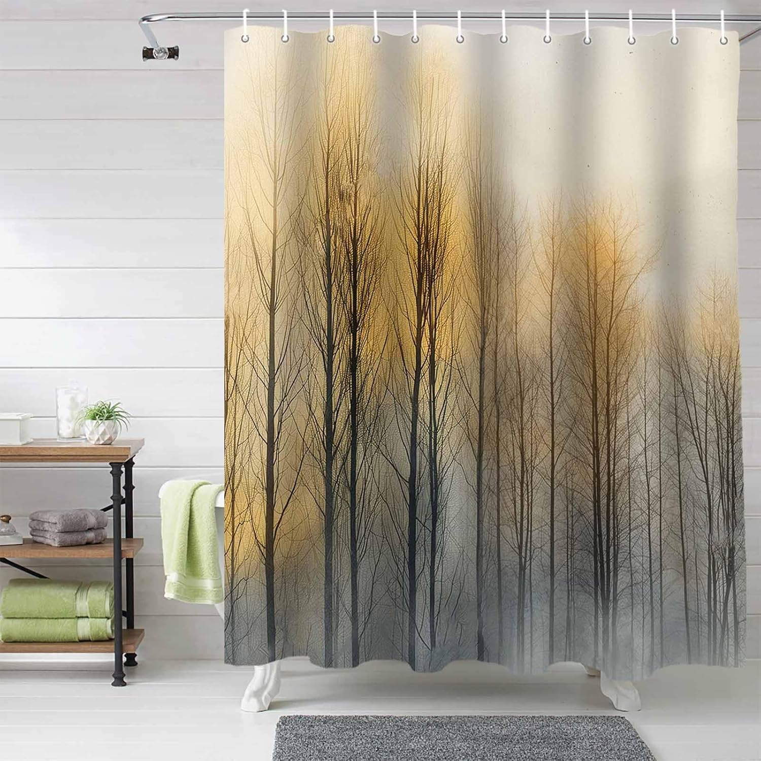 72 Inch Shower Curtain Set with 12 Hooks