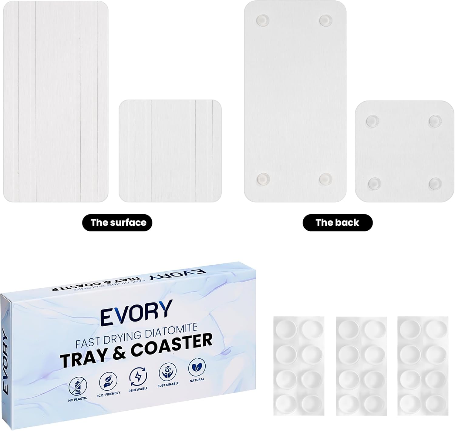 Evory Set of 2 Water Absorbent Diatomite Coasters