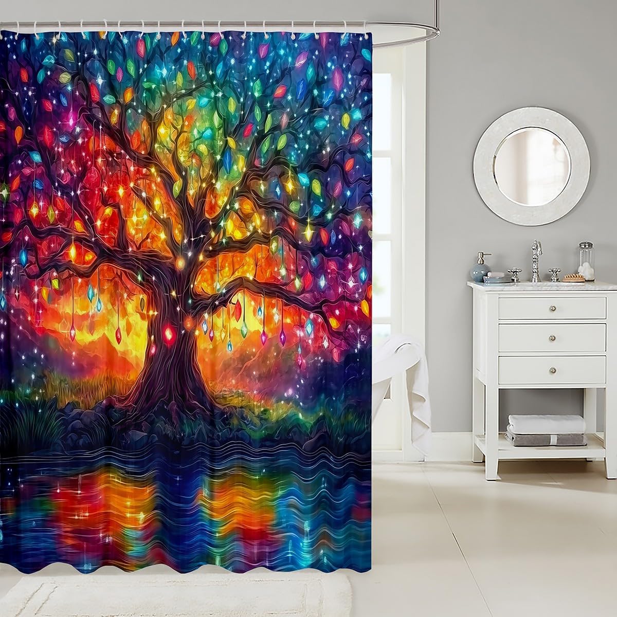 Erosebridal Tree of Life Shower Curtain Set 72x72
