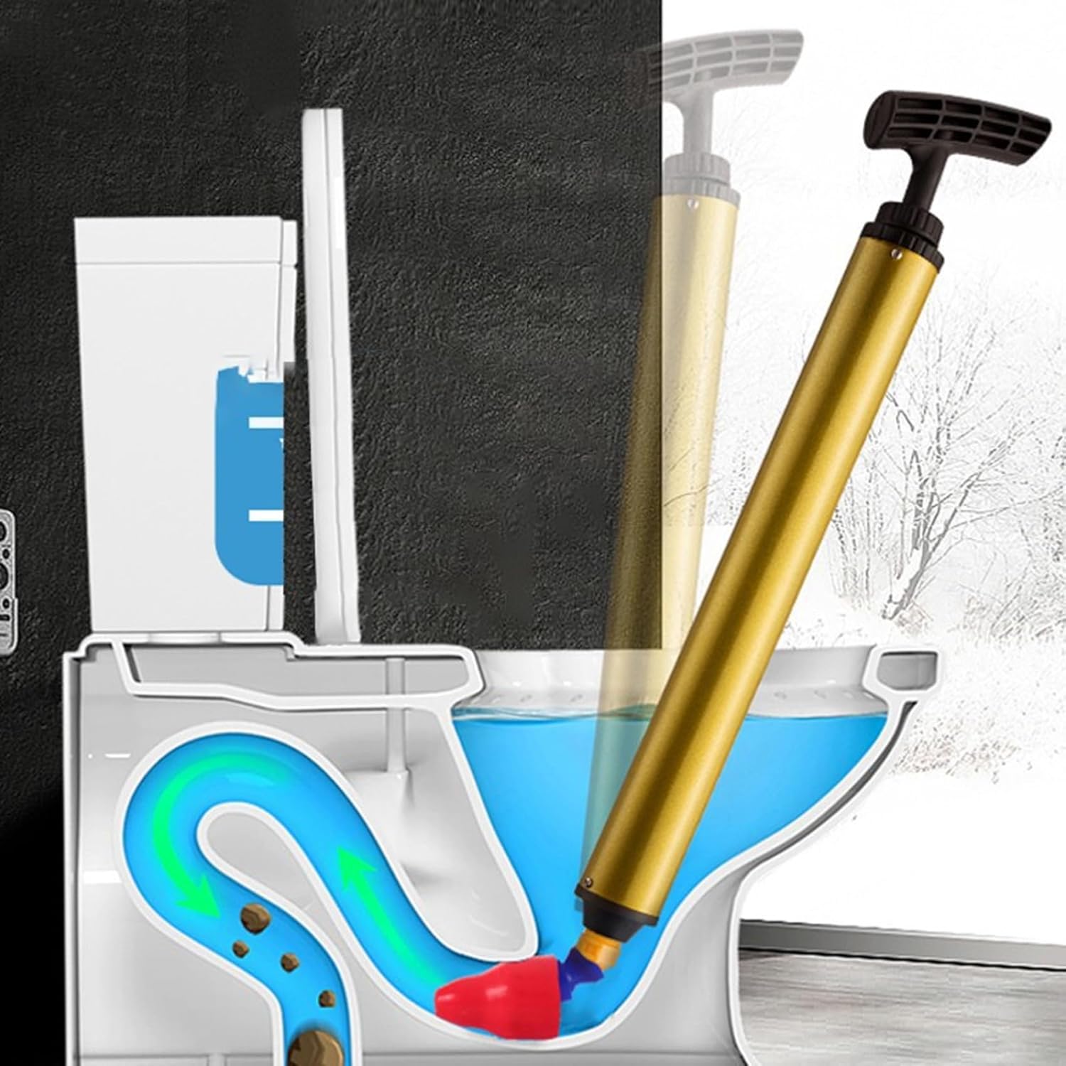 BEAHING High Pressure Toilet Plunger with 180 Rotating Head