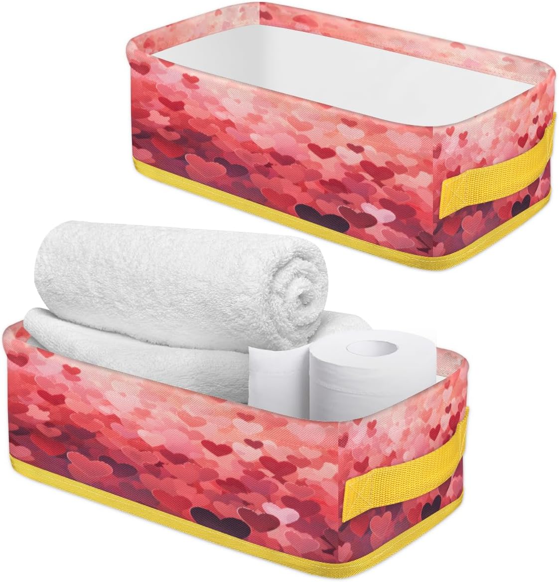 Heart Valentines Day Toilet Paper Storage Basket with Handles