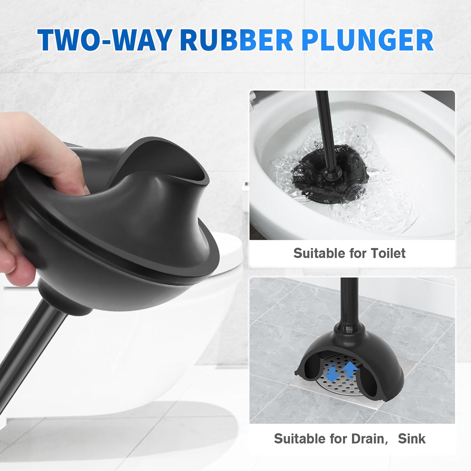 LOVLOY 2-in-1 Toilet Plunger and Brush Set Black