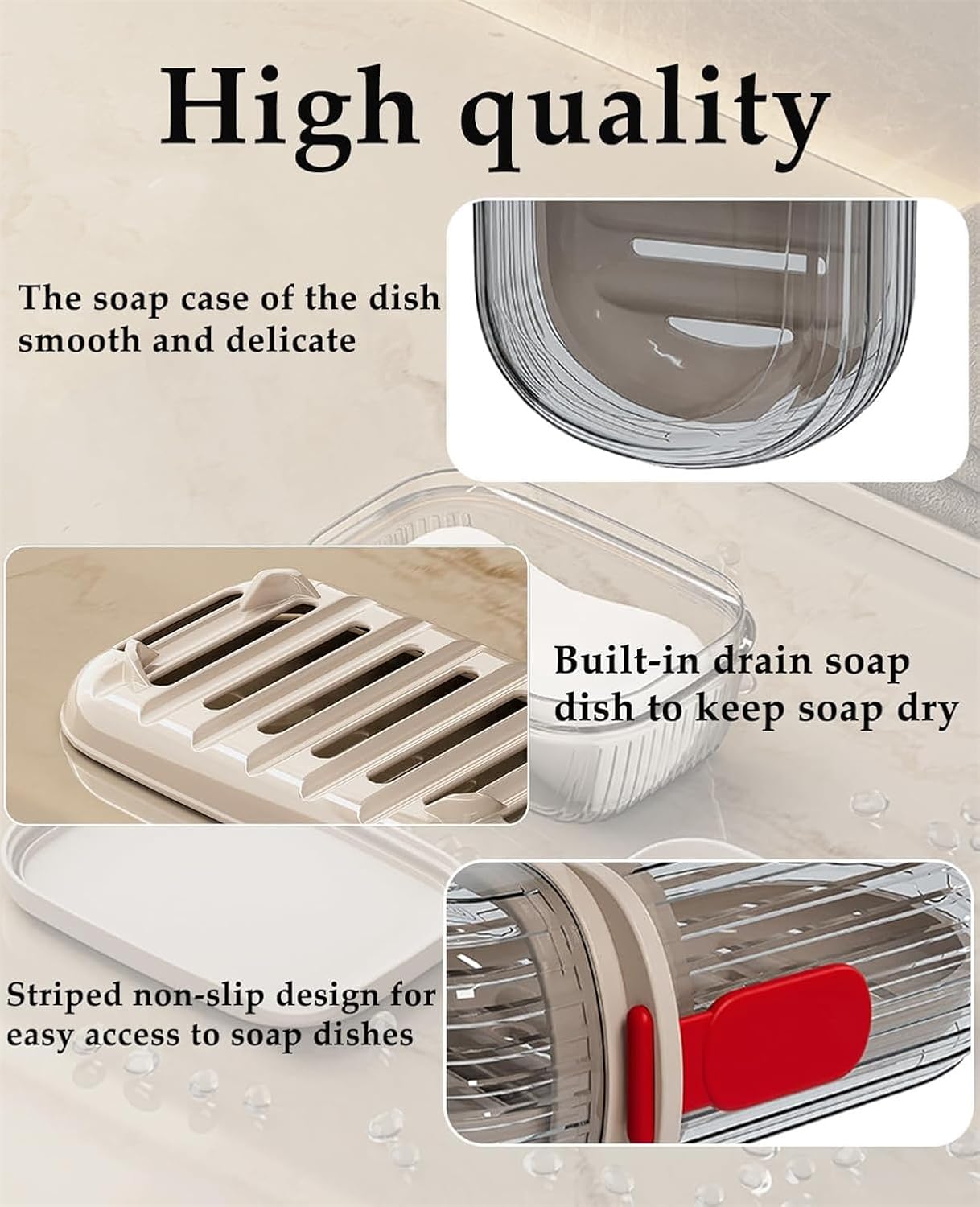 GlitzyStar Soap Dish Holder with Lid - Leakproof and Durable Travel Soap Case