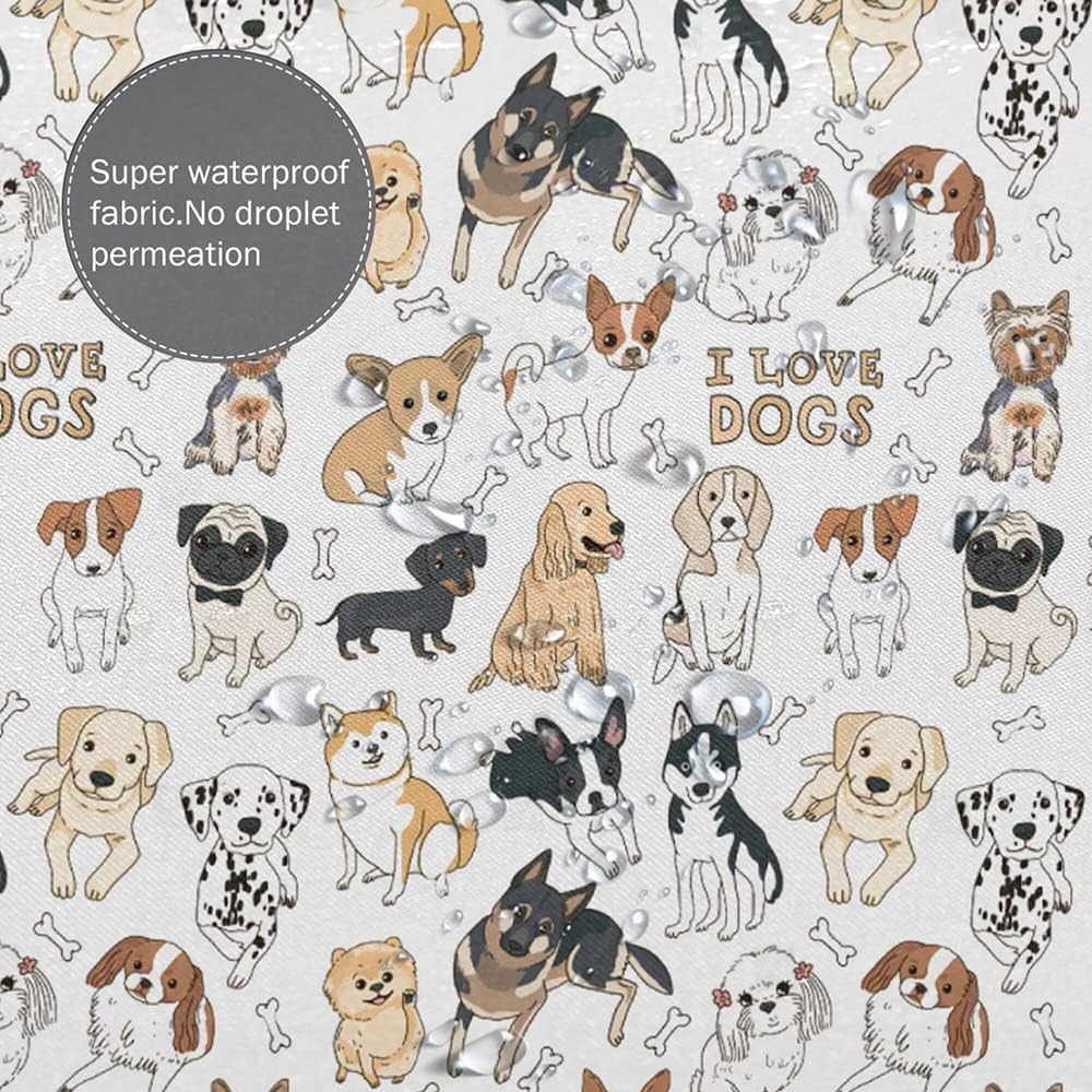 Cute Dog Shower Curtain 72x72 for Kids Bathroom Decor