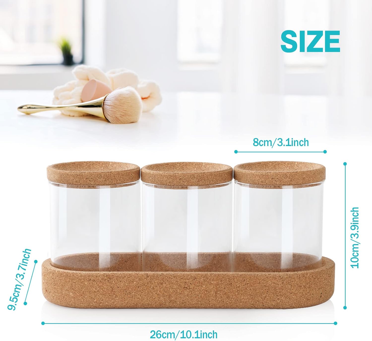 Anhow 12 oz Borosilicate Glass Qtip Holders 3 Pack 1