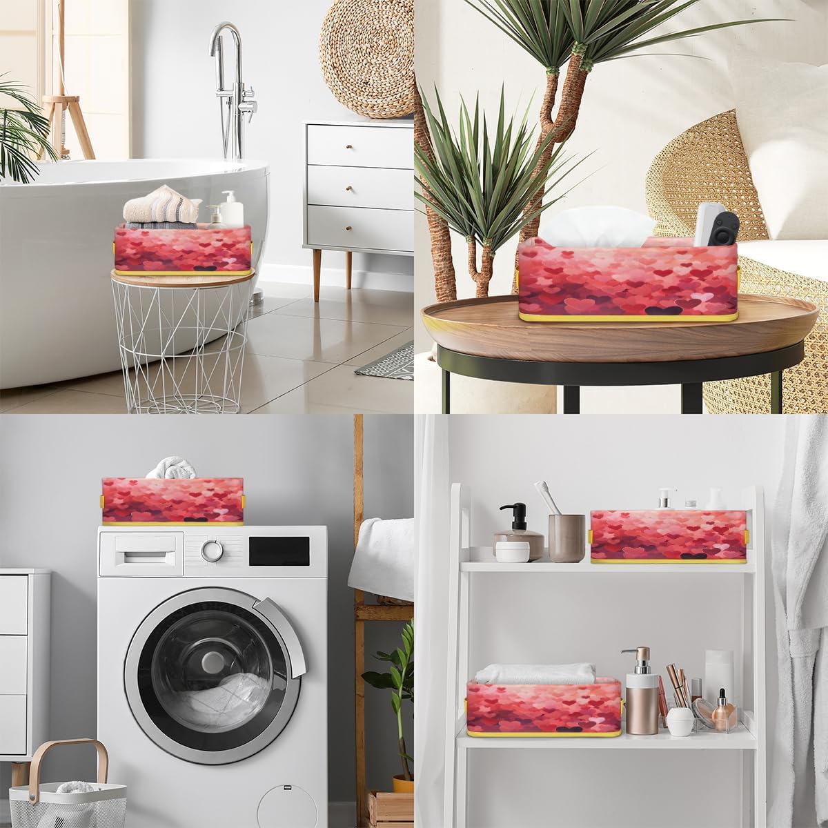 Heart Valentines Day Toilet Paper Storage Basket with Handles