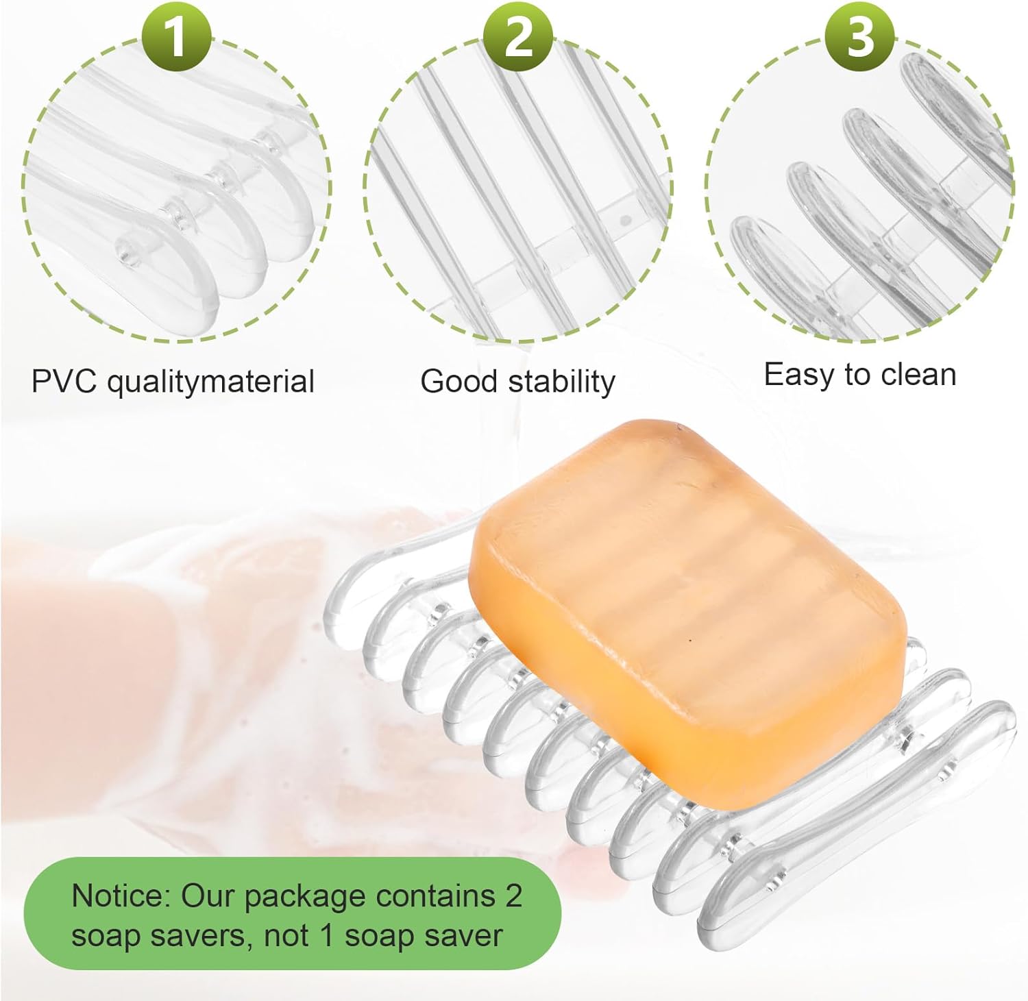Quilax 2Pcs Bar Soap Holder for Shower and Kitchen
