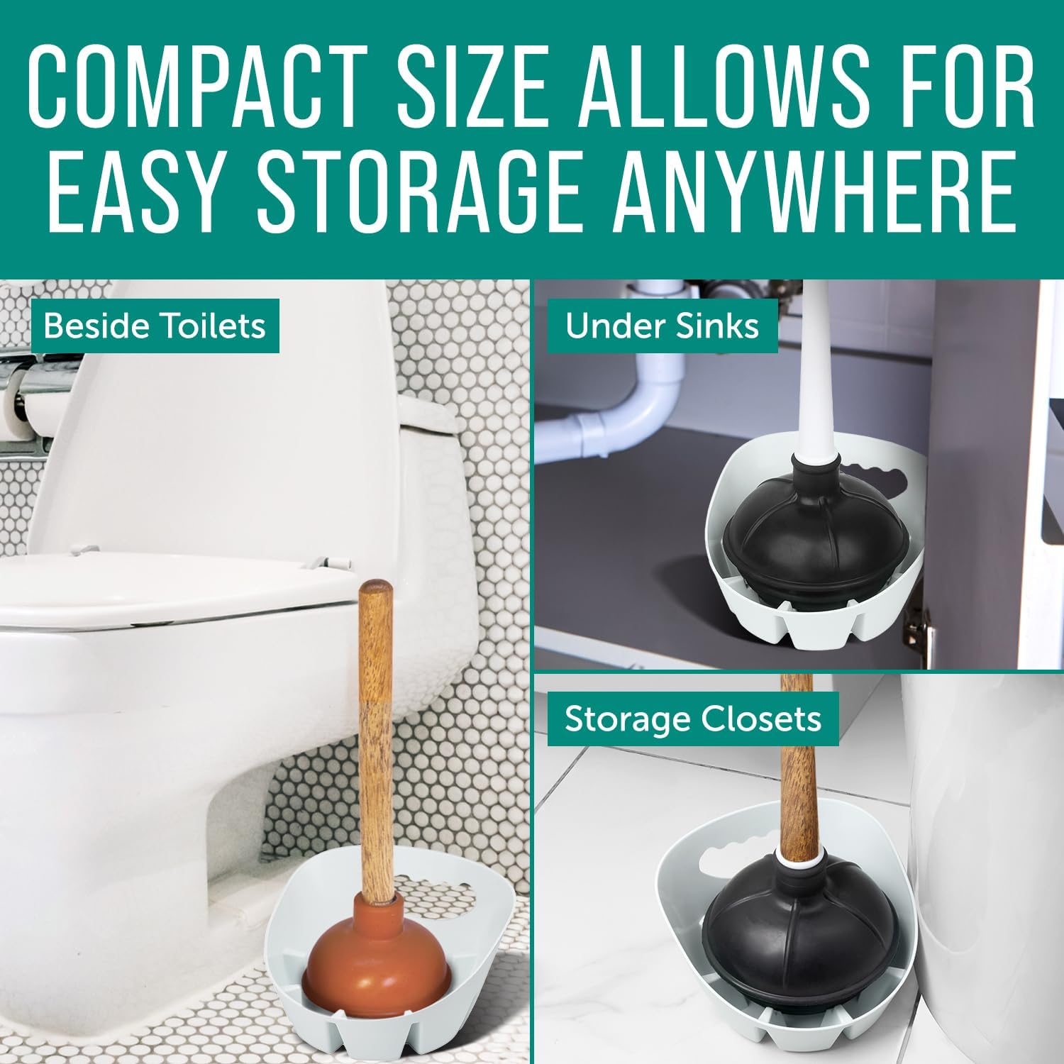 Maplefield Universal Toilet Sink Plunger Tray - White Easy to Clean Drip Holder