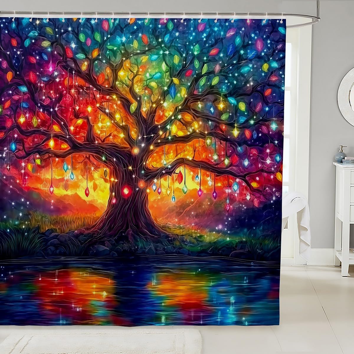 Erosebridal Tree of Life Shower Curtain Set 72x72