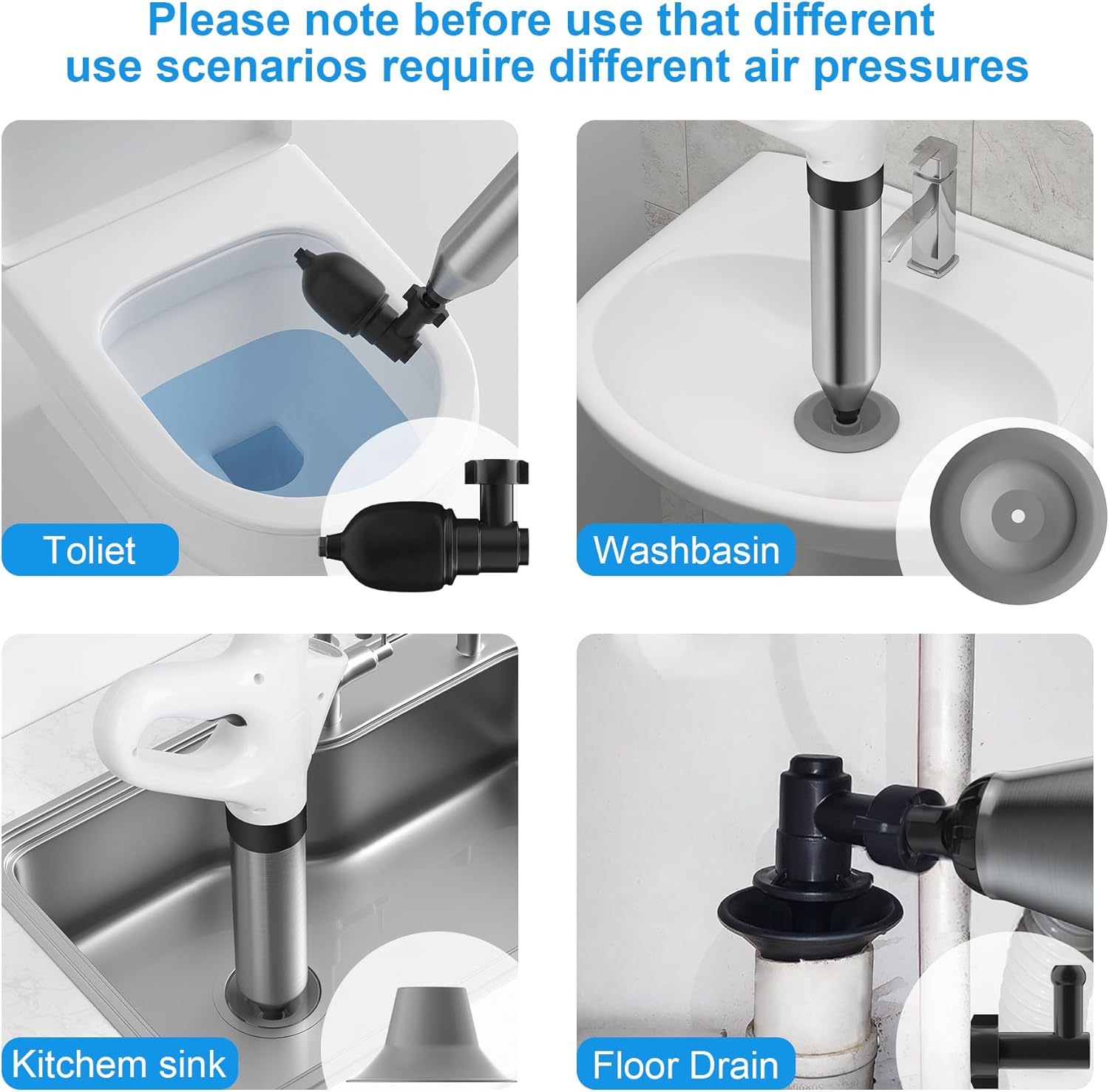 WEIDUOMALY Heavy Duty Toilet Plunger with Pressure Gauge