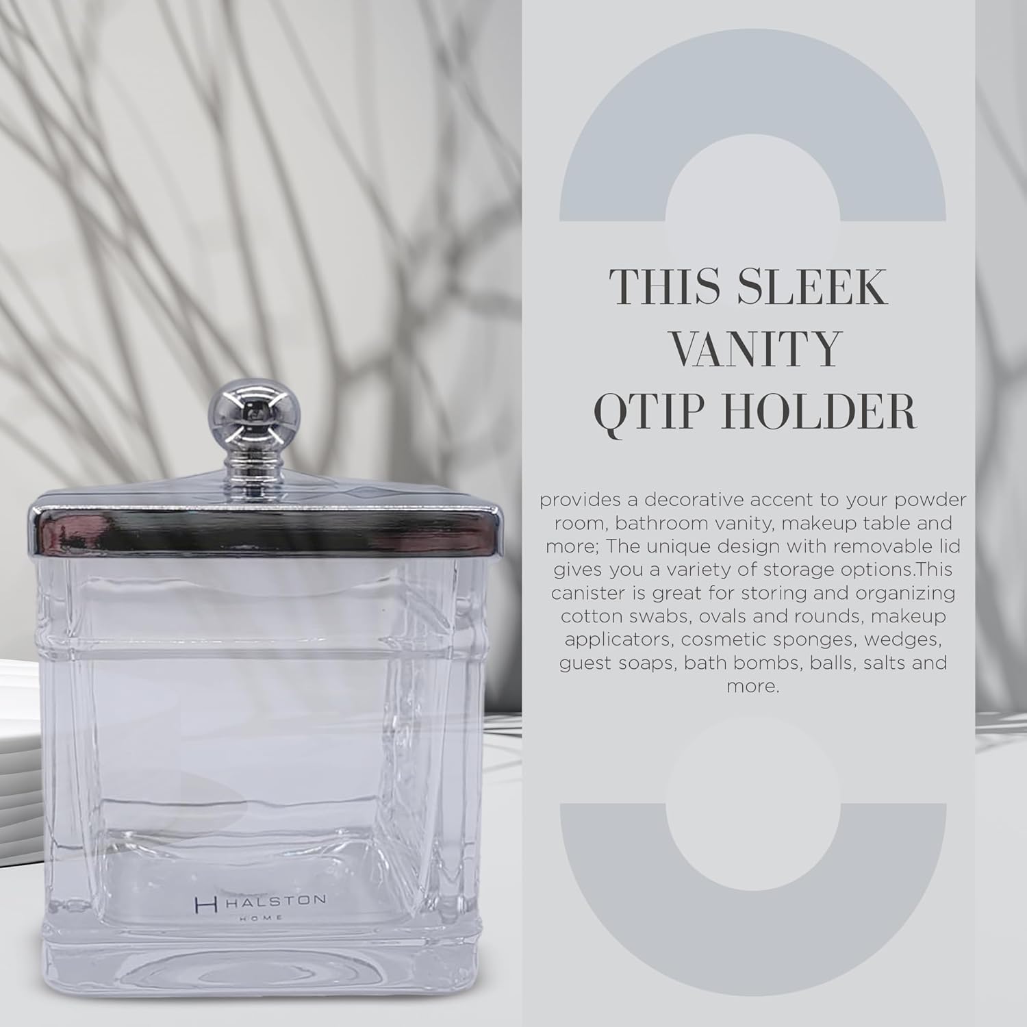 Apothecary Glass Jar with Silver Lid for Bathroom Storage