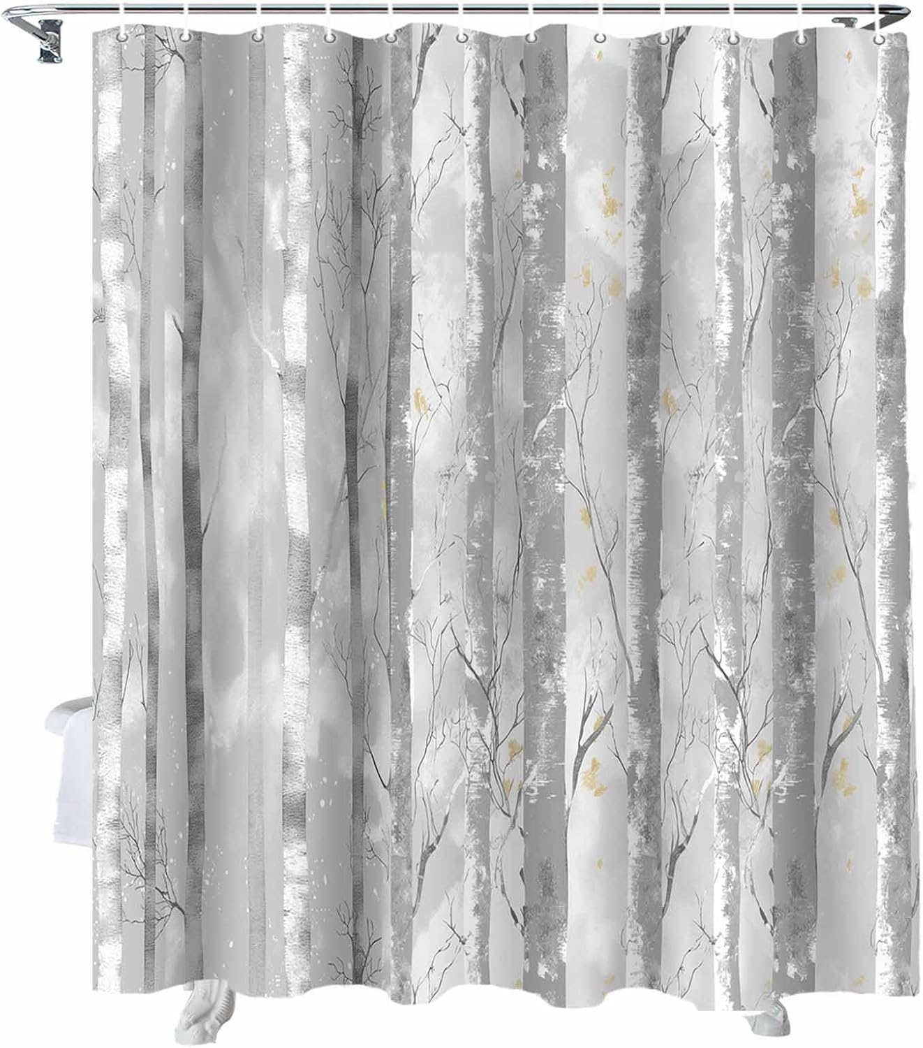 72 Inches Textured Shower Curtain Set with 12 Hooks