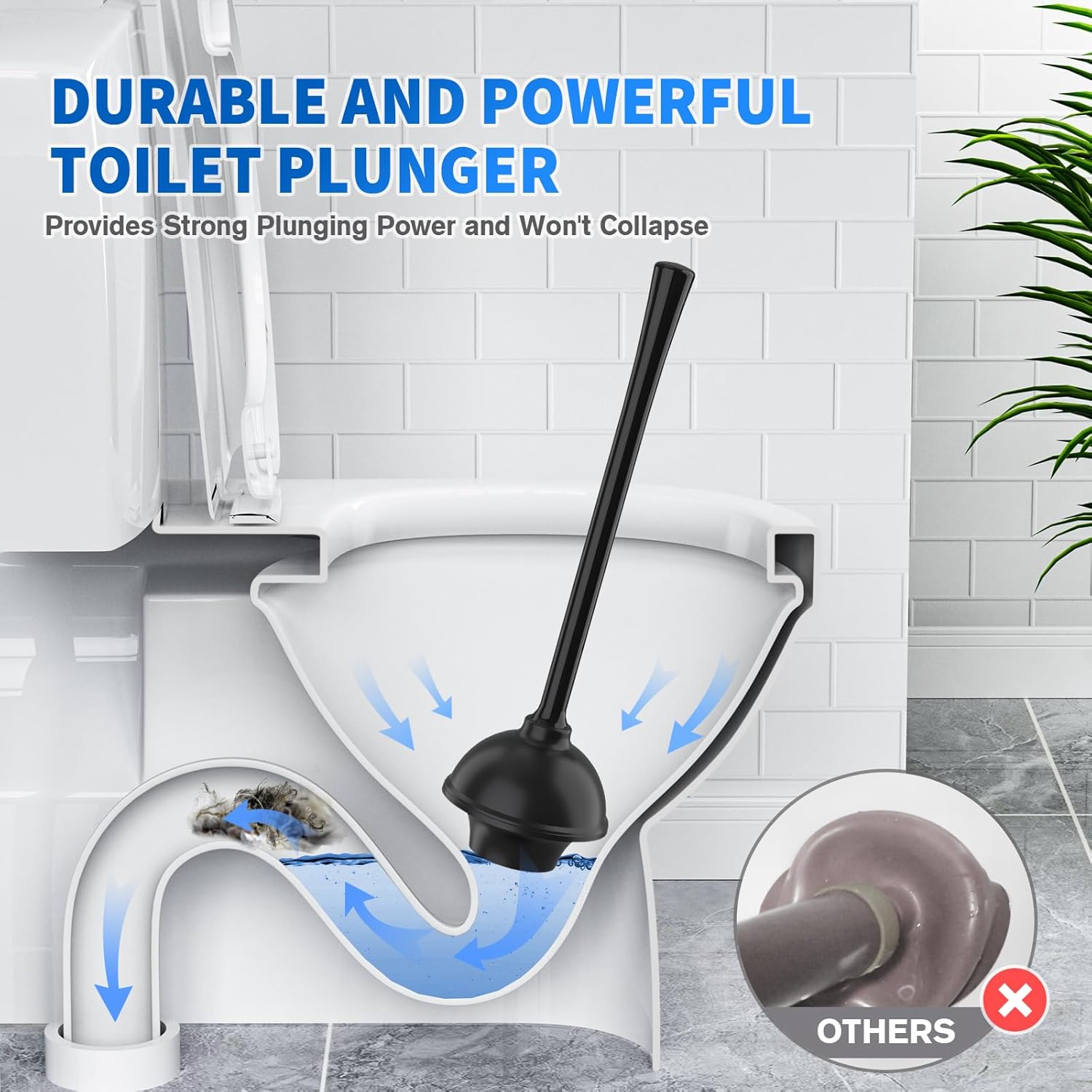 LOVLOY 2-in-1 Toilet Plunger and Brush Set Black