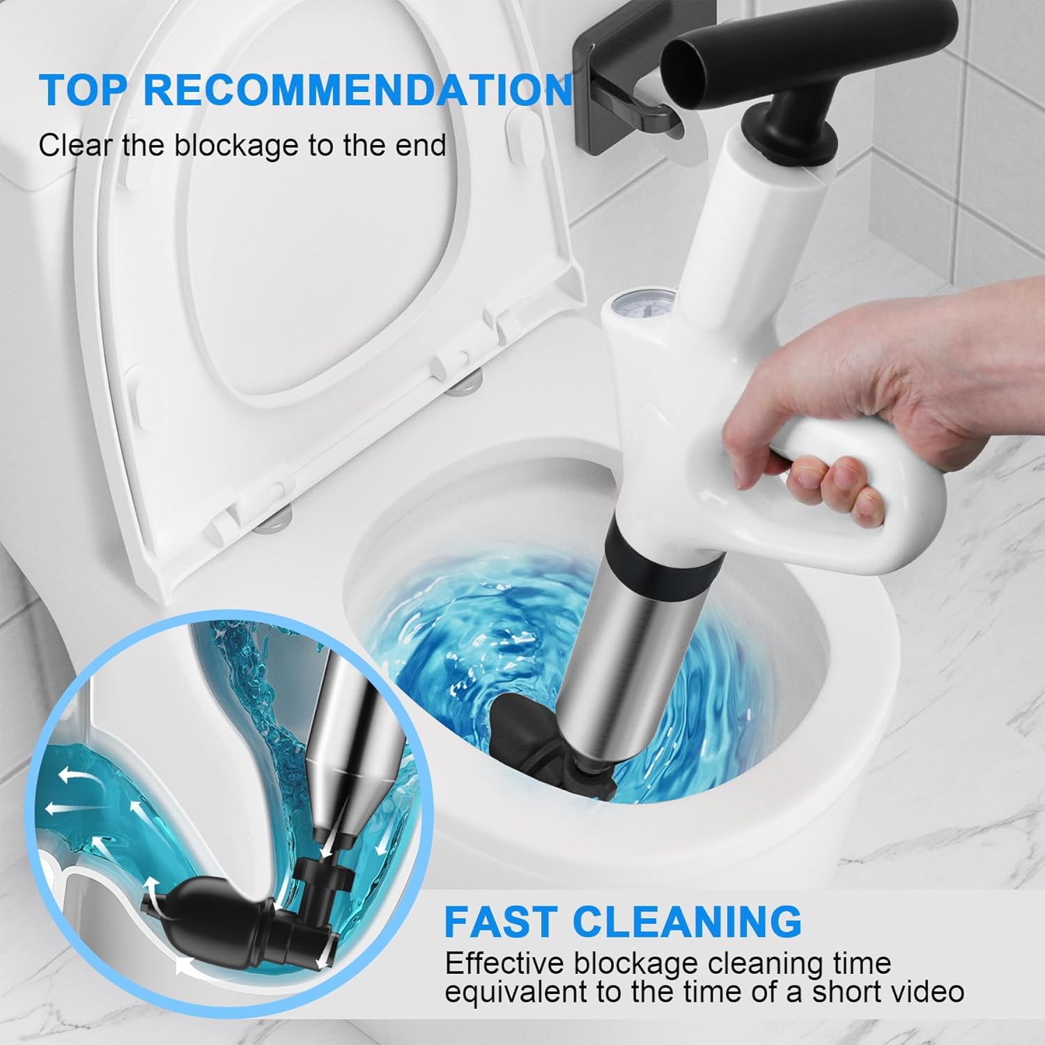 WEIDUOMALY Heavy Duty Toilet Plunger with Pressure Gauge