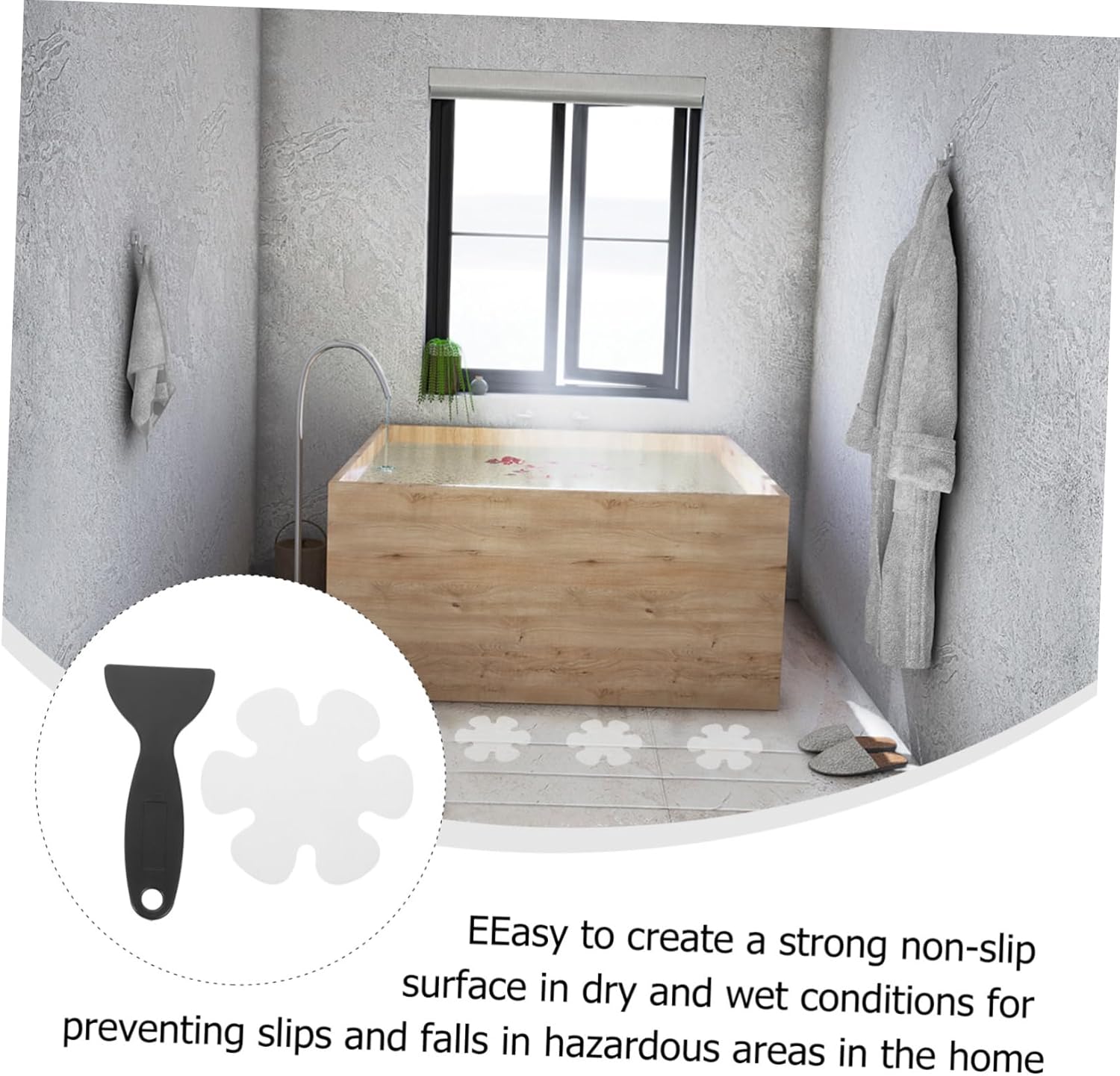 Fondotin 1Set Non Slip Bathtub Floor Stickers with Scraper