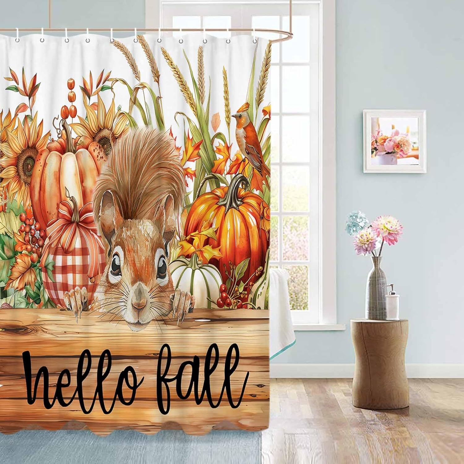 Funnywall88 72 Inches Fall Harvest Shower Curtain Set