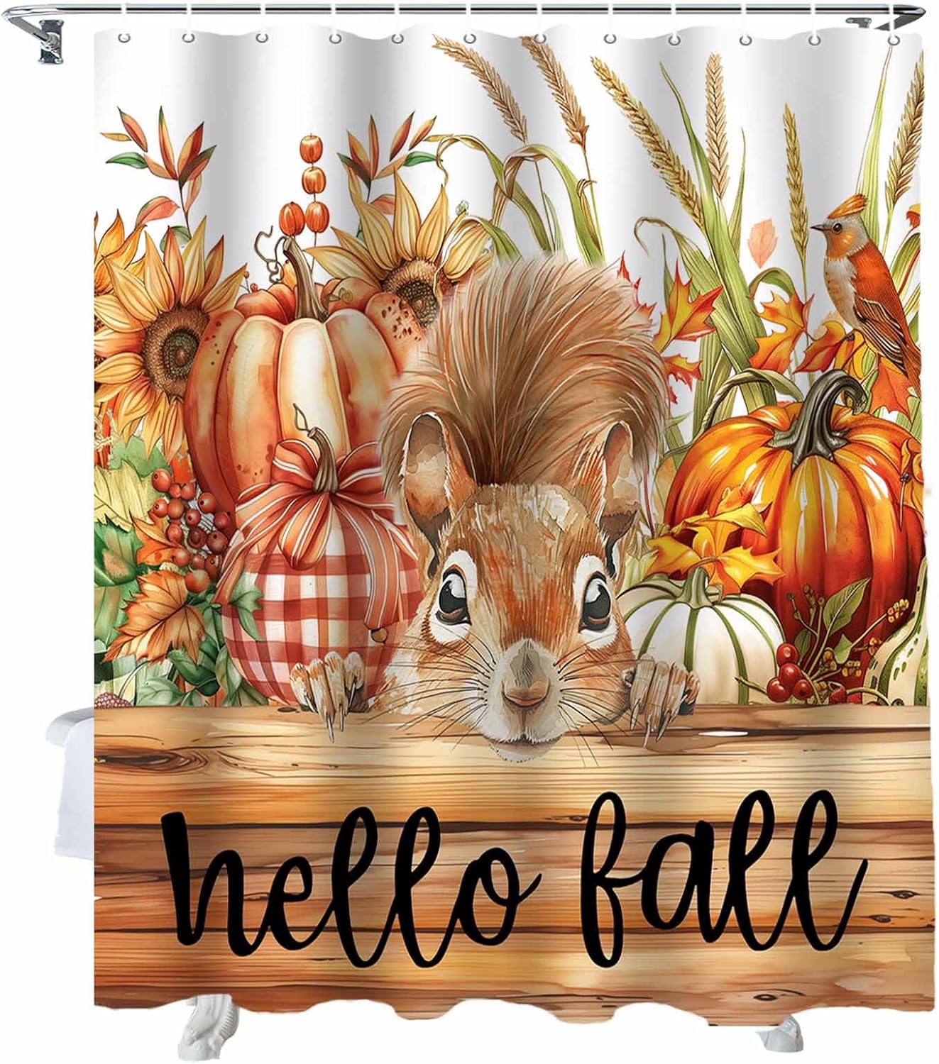 Funnywall88 72 Inches Fall Harvest Shower Curtain Set