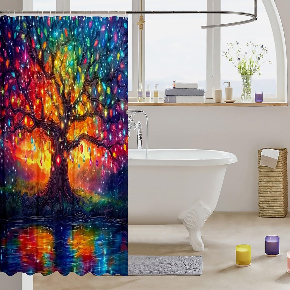 Erosebridal Tree of Life Shower Curtain Set 72x72