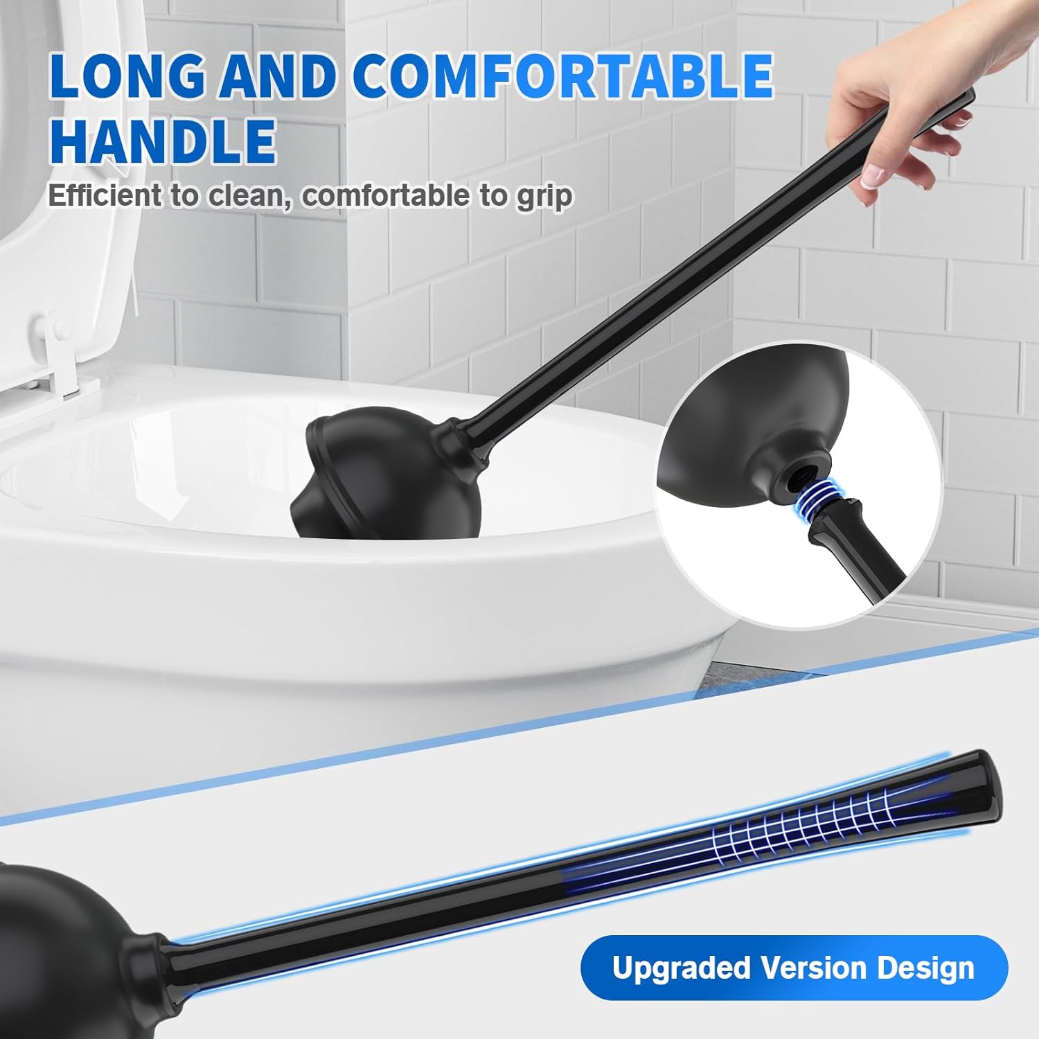 LOVLOY 2-in-1 Toilet Plunger and Brush Set Black