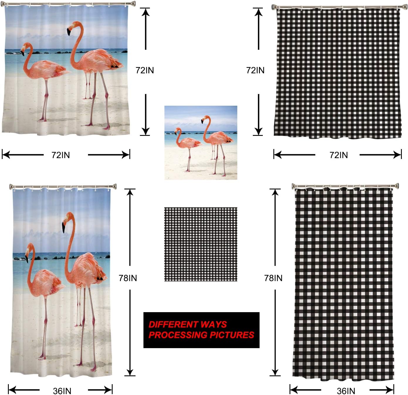 72 Inches Black Tree Branch Shower Curtain Set with 12 Hooks