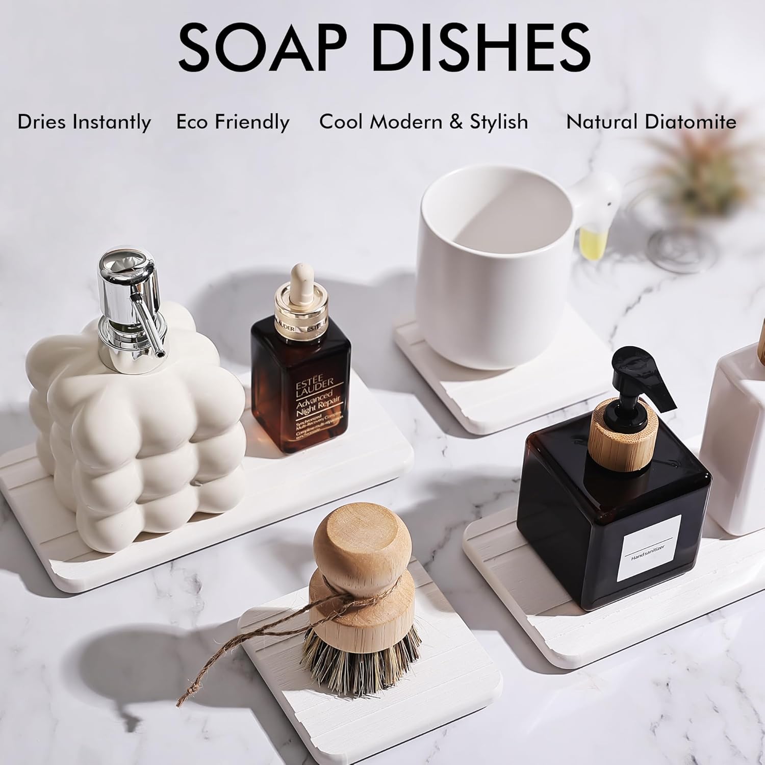 Evory Set of 2 Water Absorbent Diatomite Coasters