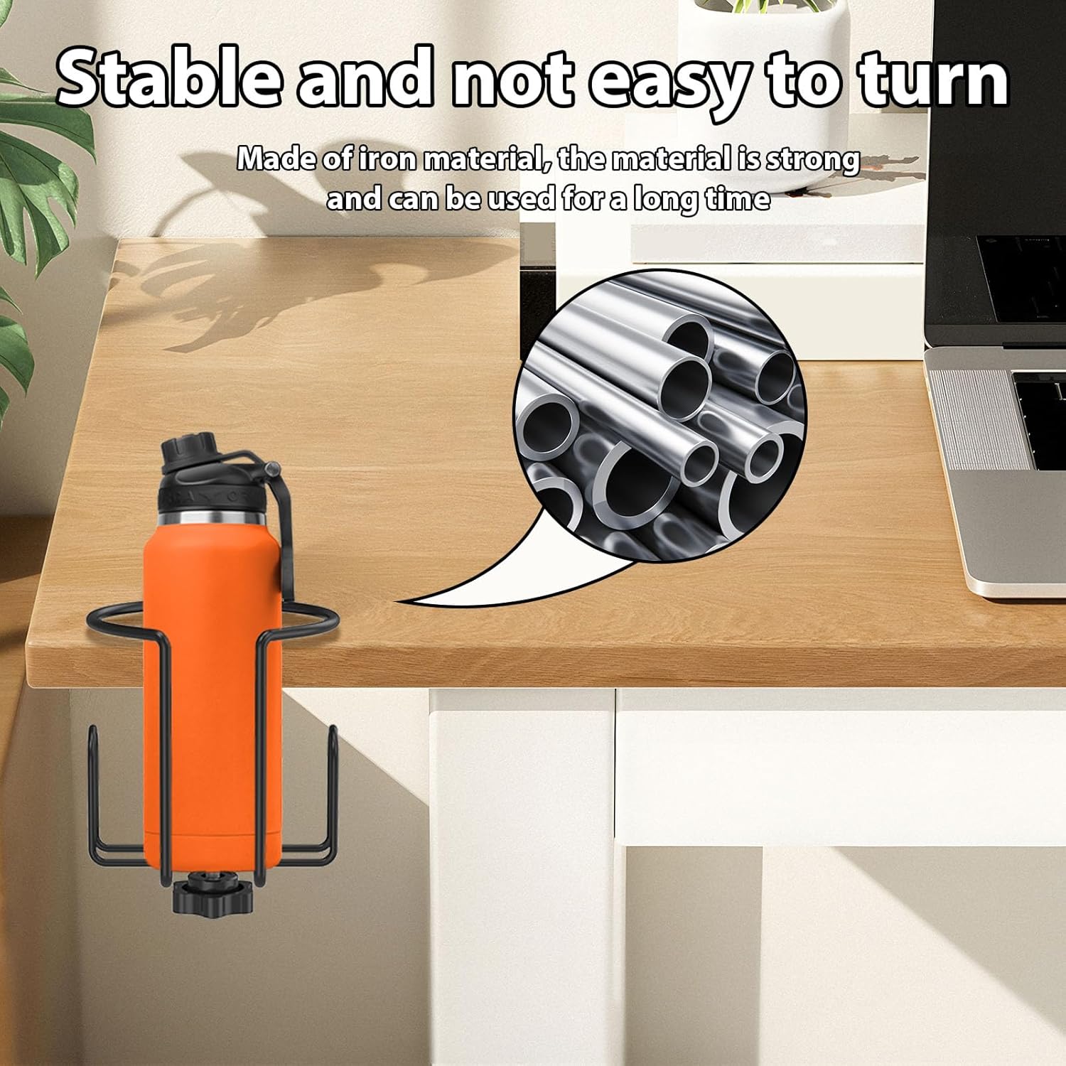 GLMFAN Large Desk Cup Holder Clamp with Anti-Spill Design