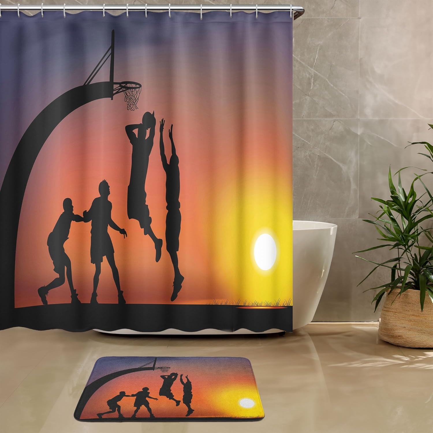 Ambesonne Teen Room Shower Curtain Bath Mat Bundle