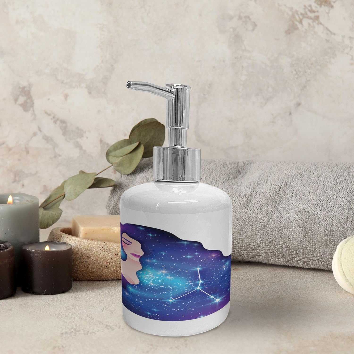 Ambesonne Celestial Bathroom Accessory Set with Cancer Zodiac